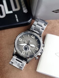 Fossil Nate Smoke Stainless Steel Gunmetal Dial Chronograph Quartz Watch for Gents - JR1437