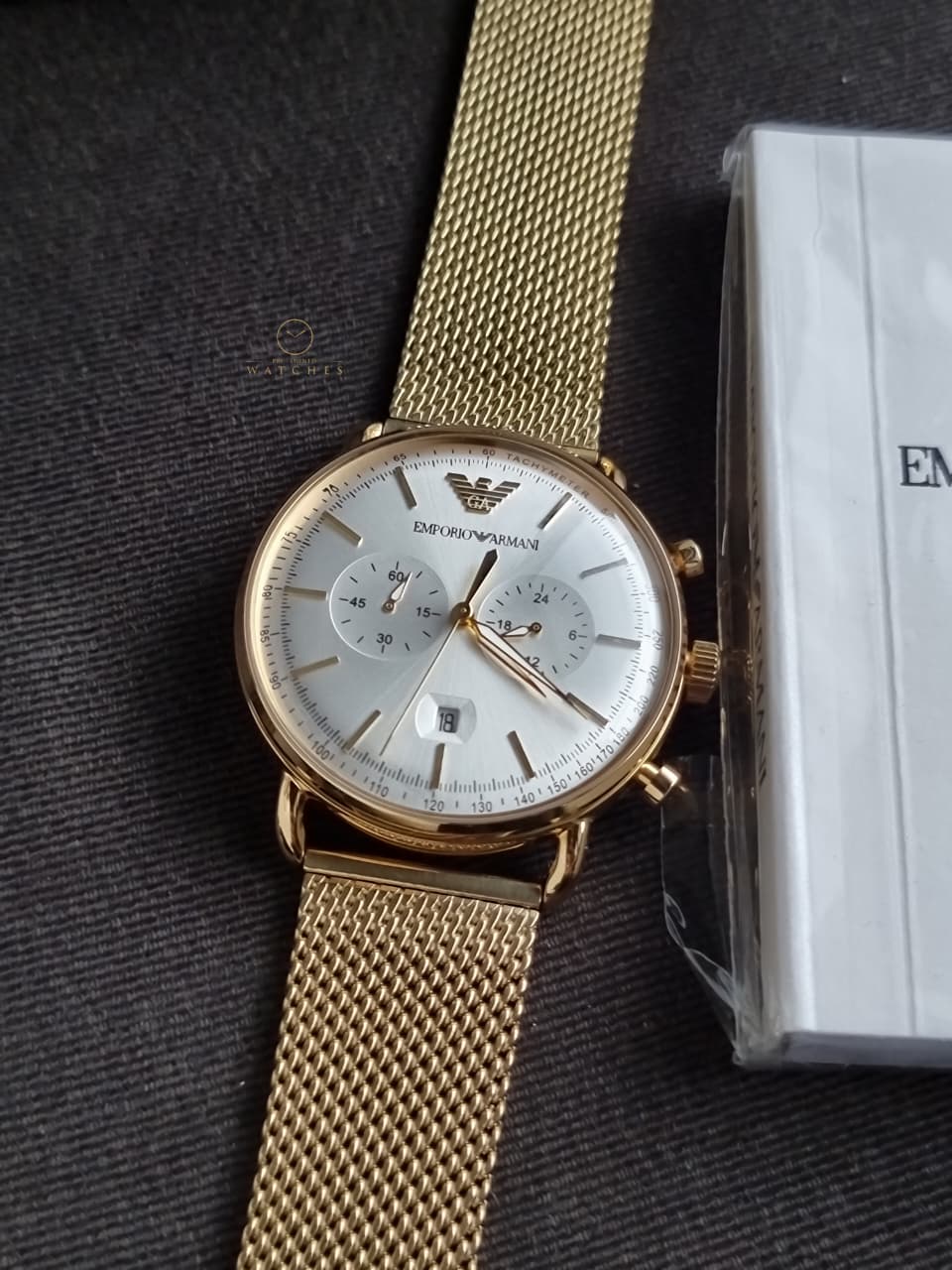 Emporio Armani Men’s Quartz Stainless Steel Beige Dial 43mm Watch AR11315