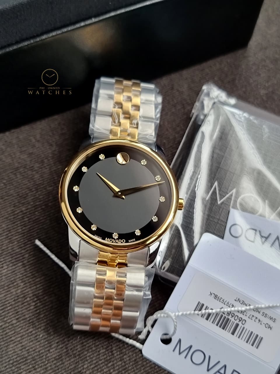 Movado Men’s Swiss Made Quartz Stainless Steel Black Dial 40mm Watch 0606879