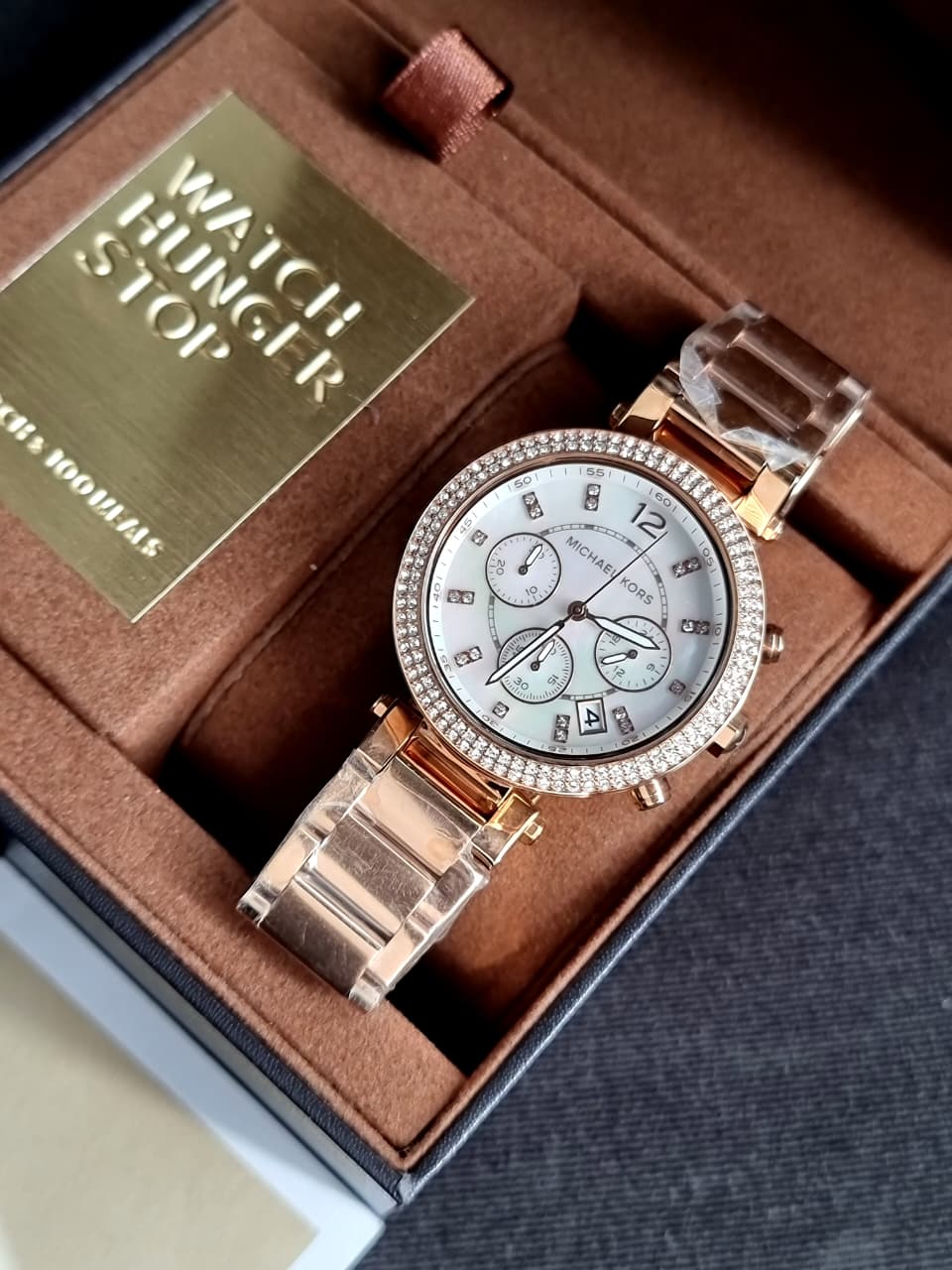 Michael Kors Parker Rose Gold Stainless Steel Silver Dial Chronograph Quartz Watch for Ladies - MK5491