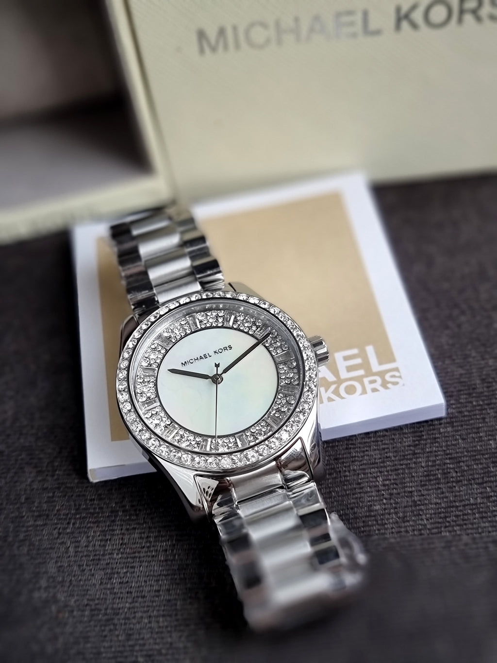 Michael Kors Lexington Silver Mother Of Pearl Watch MK7445