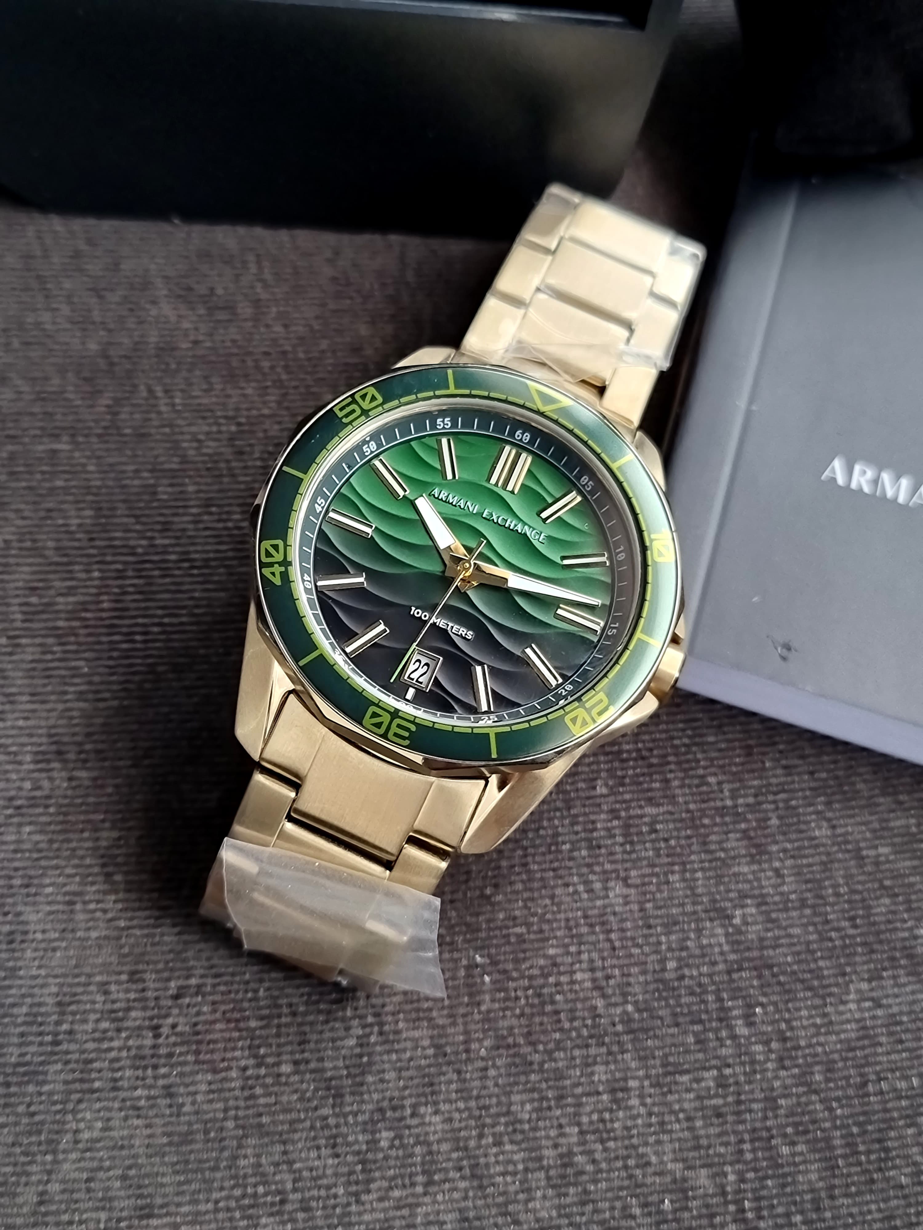 Armani Exchange Three-Hand Date Gold-Tone Stainless Steel Watch AX1951