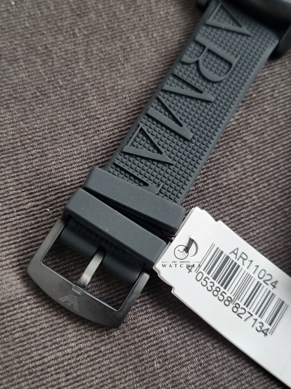 Emporio Armani Luigi Chronograph Black Dial 46mm Black Rubber Strap Watch For Men - AR11024