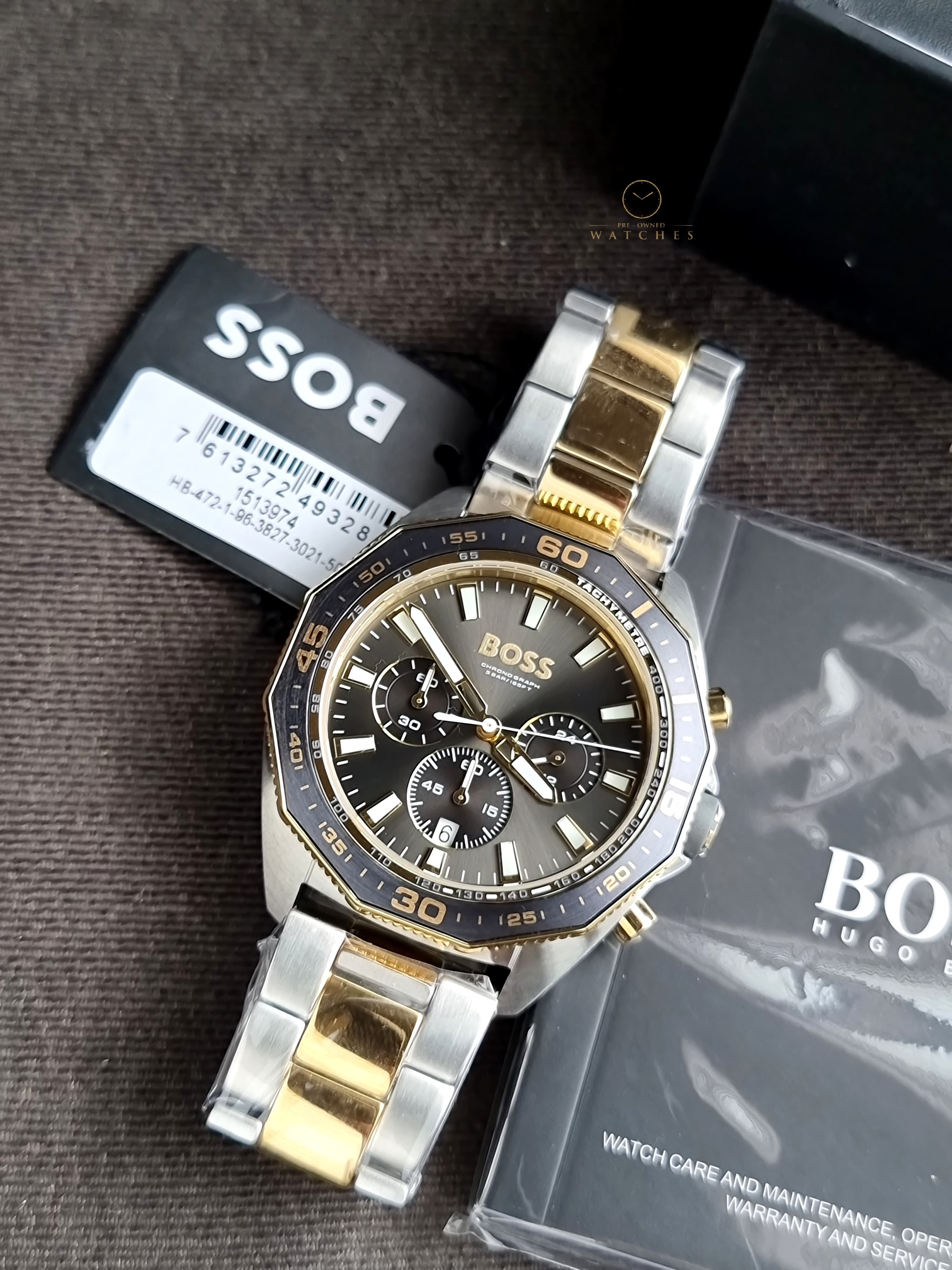 HUGO BOSS Energy Two-tone Stainless Steel Grey Dial Chronograph Quartz Watch for Gents - 1513974