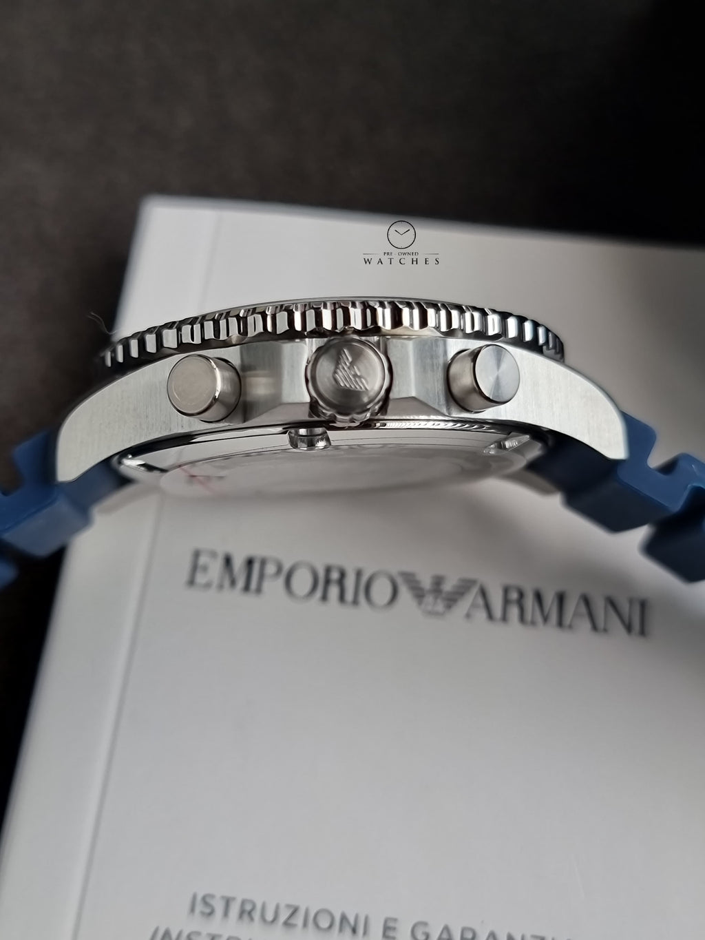 Emporio Armani Men's World Explorer Solar-Powered Chronograph Blue Silicone Watch AR11696