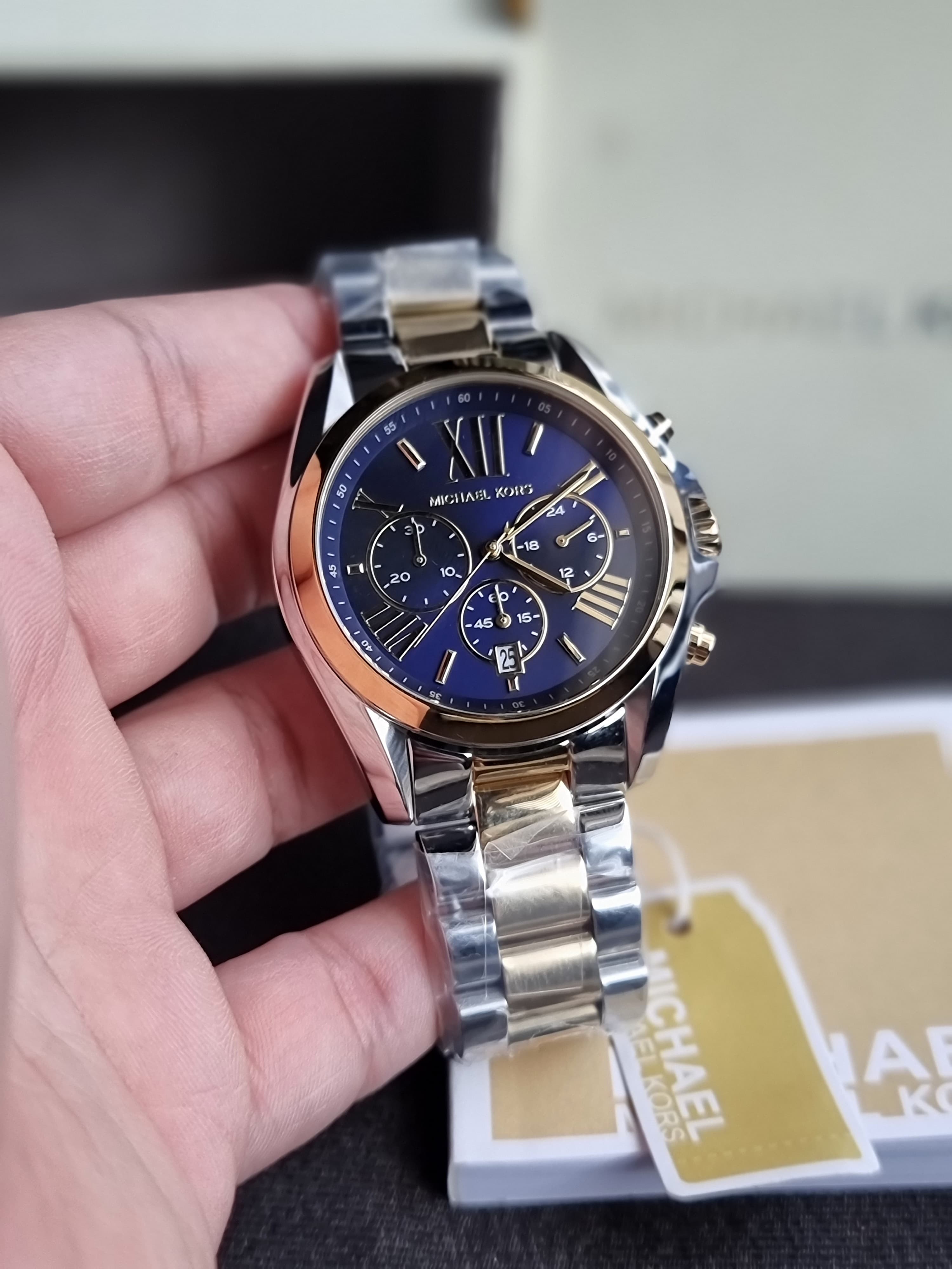 Michael Kors Women’s Chronograph Quartz Stainless Steel Blue Dial 43mm Watch MK5976