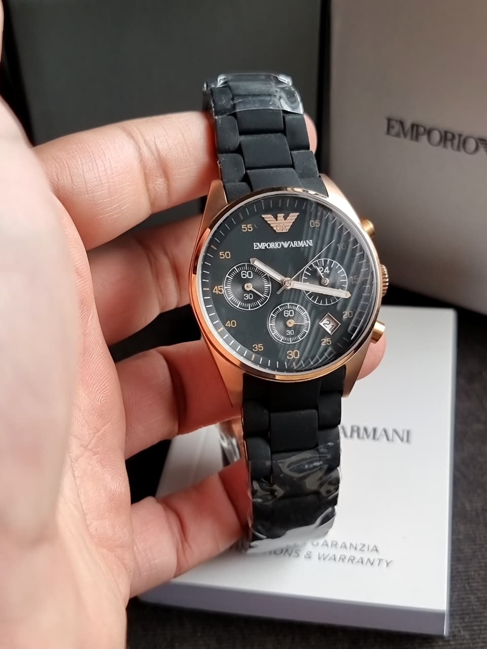 Emporio Armani Women’s Quartz Silicone Stainless Steel Black Dial 38mm Watch AR5906