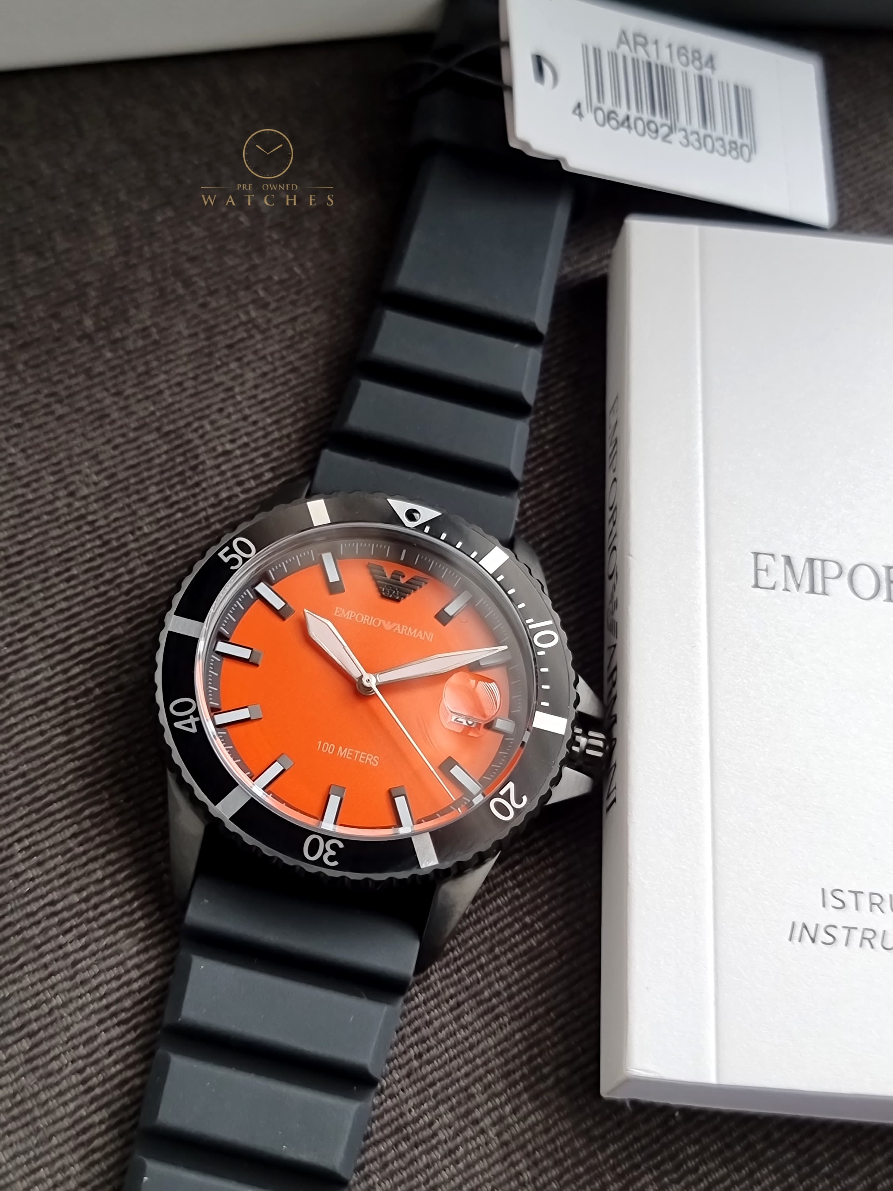 Emporio Armani Black Quartz Silicone Watch AR11684