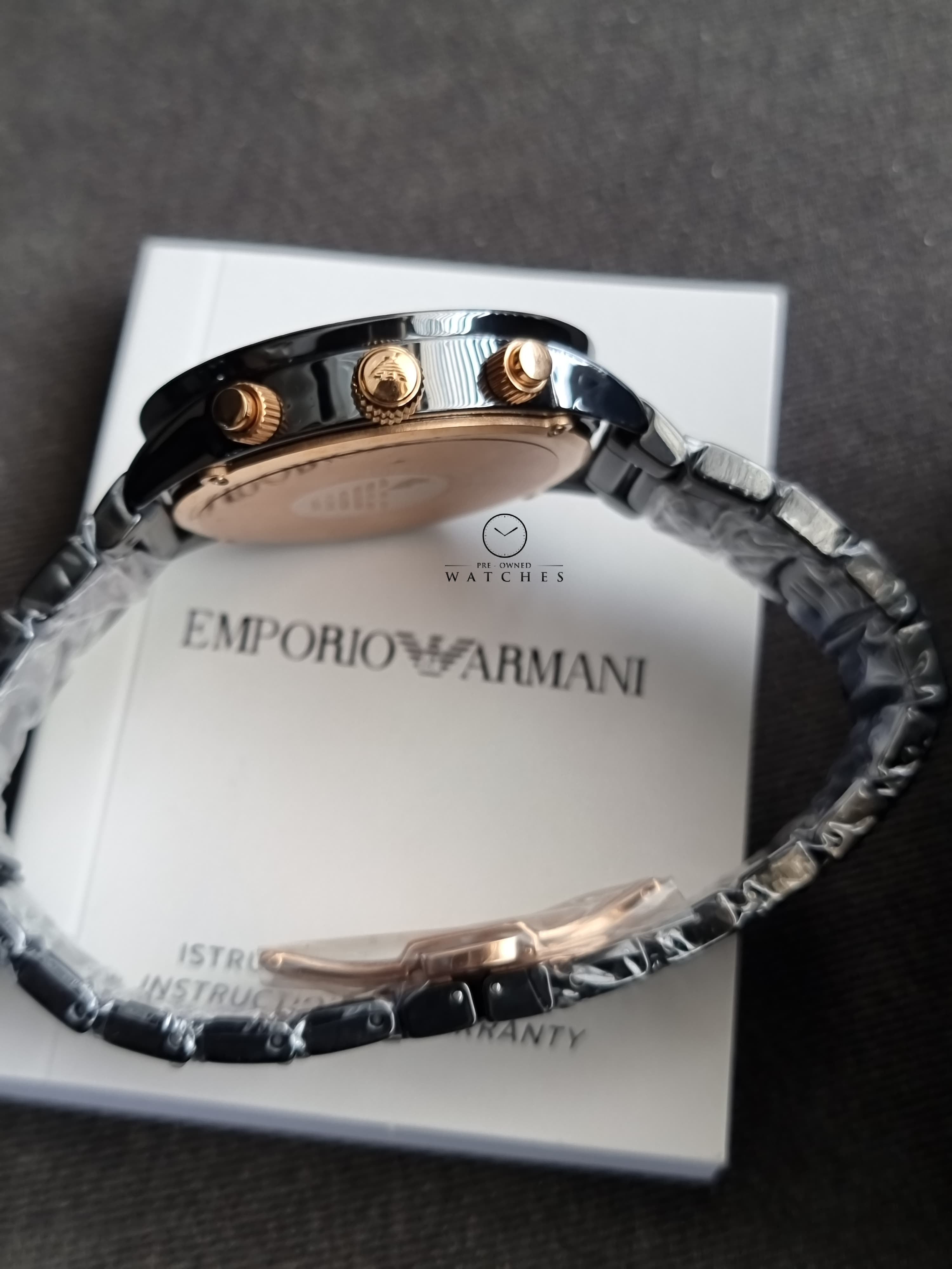 Emporio Armani Men’s Quartz Black Ceramic Black Dial 43mm Watch AR70002