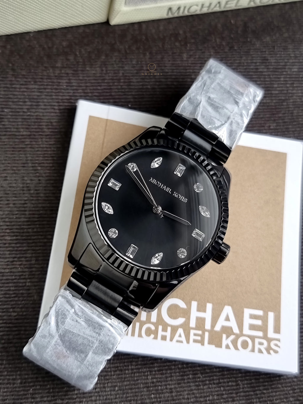 Michael Kors Lexington Black Stainless Steel Black Dial Quartz Watch for Ladies - MK7442