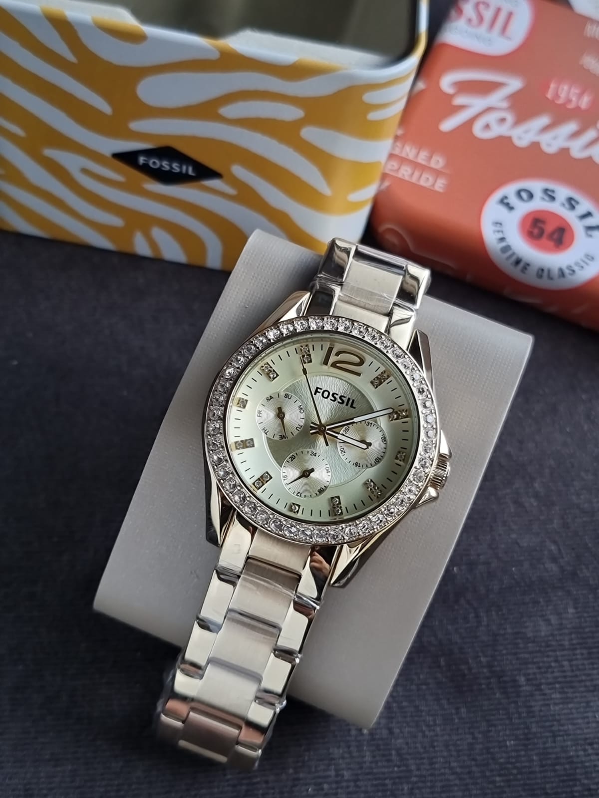 Fossil Riley Multifunction Gold-Tone Stainless Steel Watch ES3203