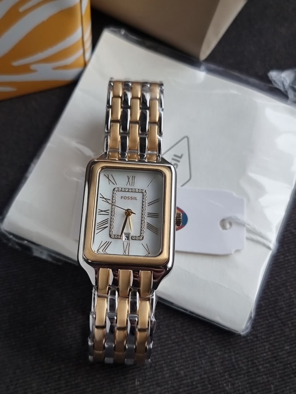 Fossil Raquel Three-Hand 26mm Date Two-Tone Stainless Steel Watch- ES5305