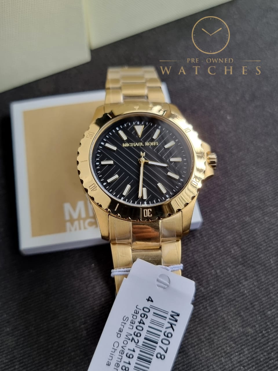 Michael Kors Men’s Quartz Gold Stainless Steel Black Dial 40mm Watch MK9078