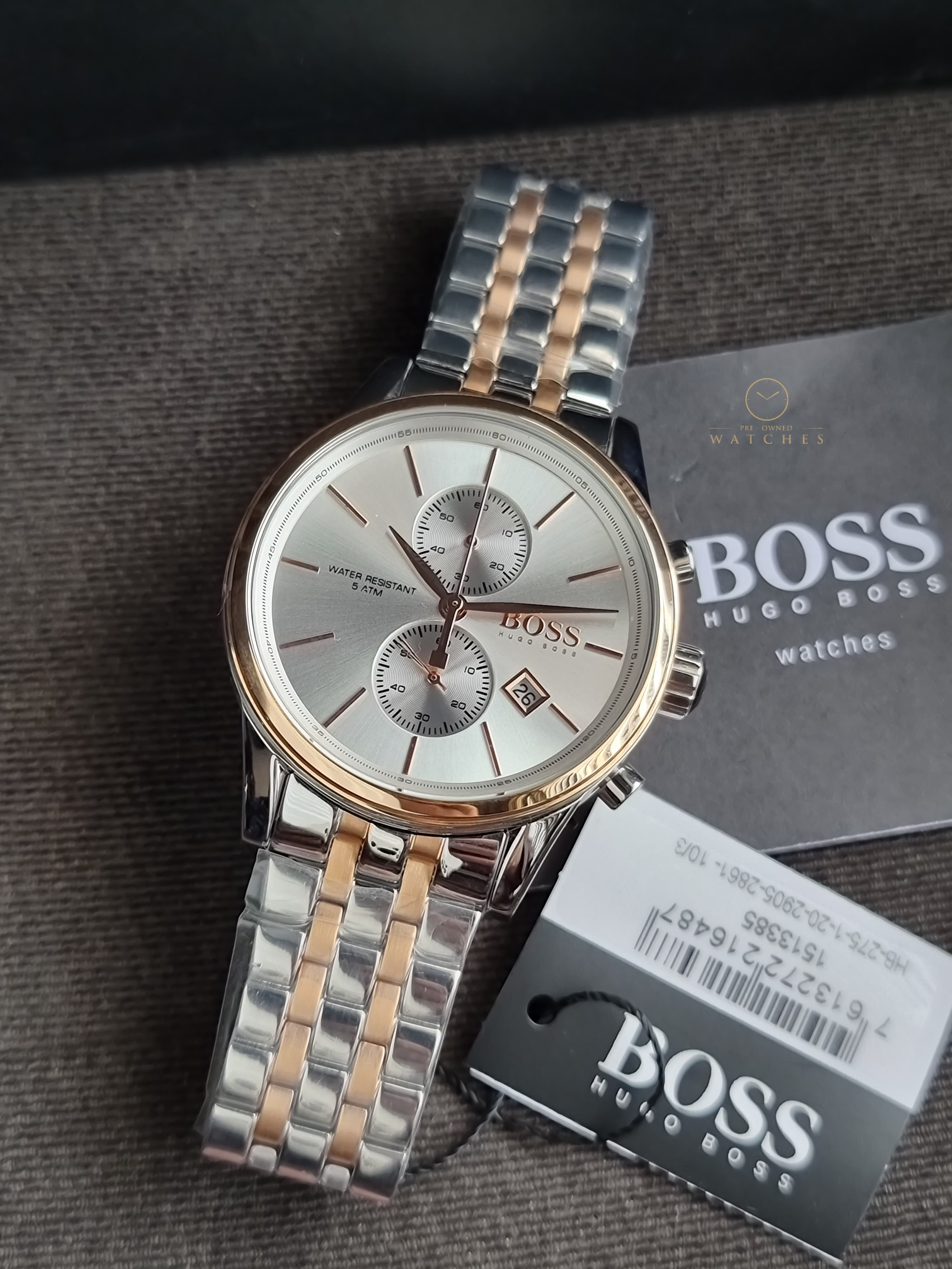 Hugo Boss Men’s Chronograph Quartz Stainless Steel Silver Dial 42mm Watch 1513385