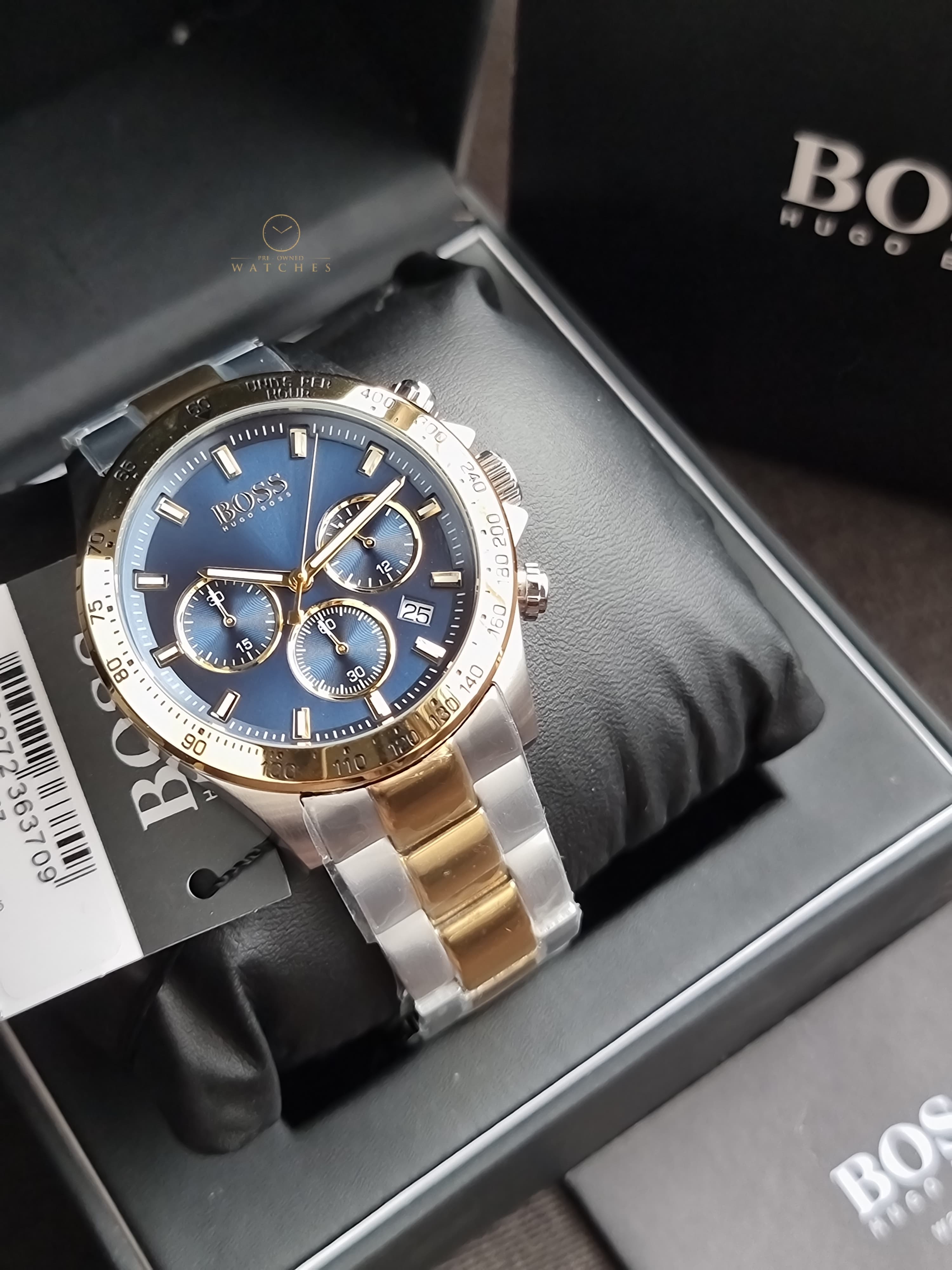 HUGO BOSS Hero Two-Tone Stainless Steel Blue Dial Chronograph Quartz Watch for Gents - 1513767