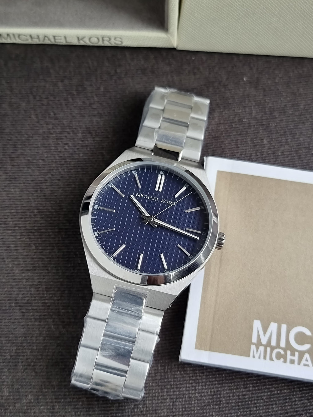 Michael Kors Lennox 42mm Blue Dial Silver Watch MK9227
