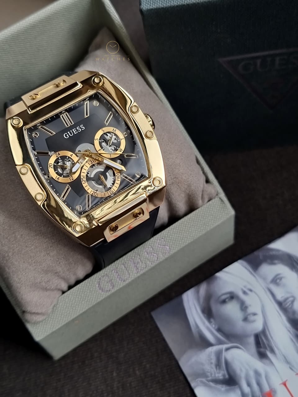 Guess Leather Casual Analog Black Dial Men's Watch- GW0202G1