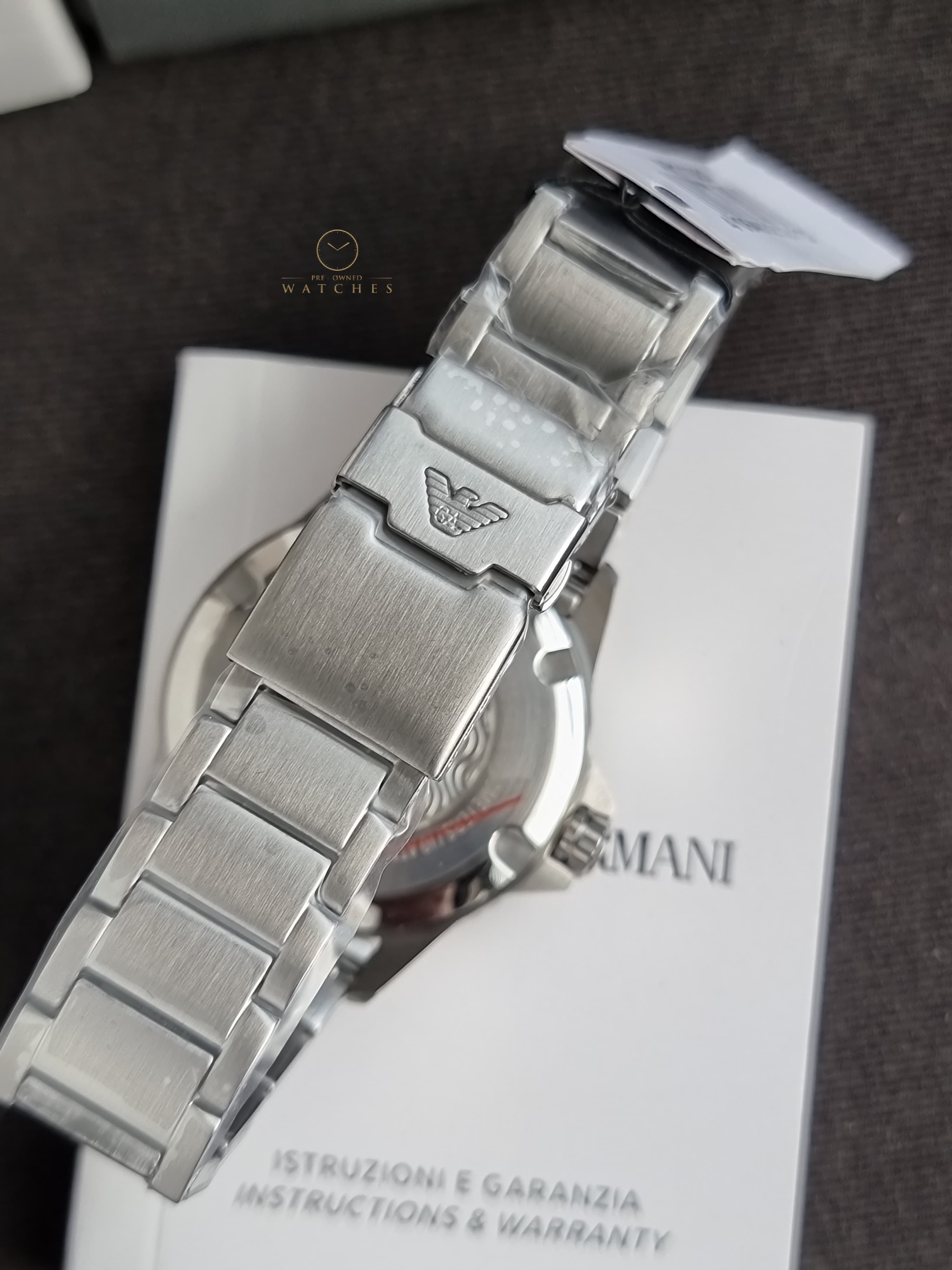 EMPORIO ARMANI World Explorer Silver Stainless Steel Grey 42mm Dial Quartz Watch for Gents - A11683