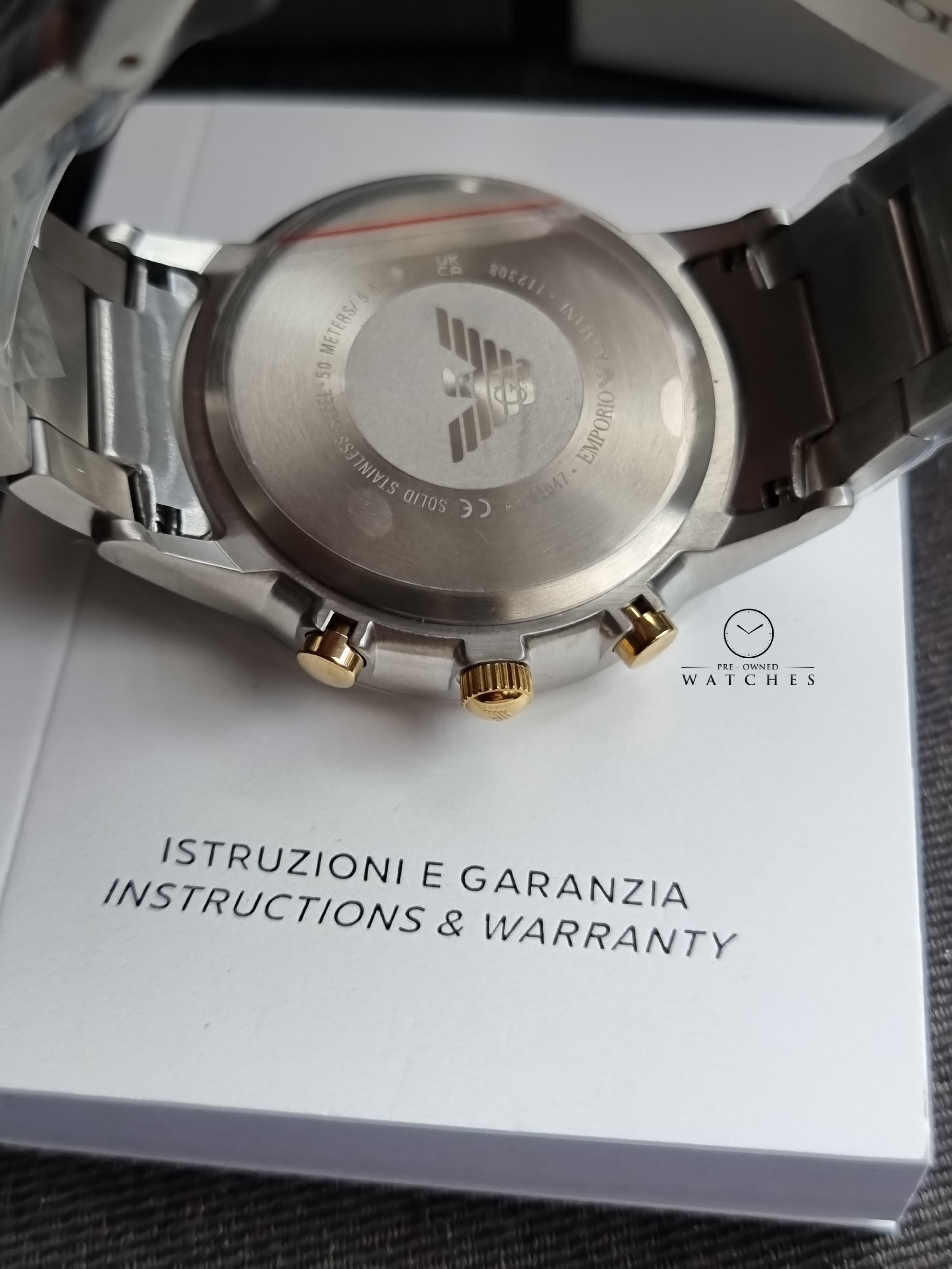 Emporio Armani Classic Silver Stainless Steel Grey Dial Chronograph Quartz Men's Watch  AR11047