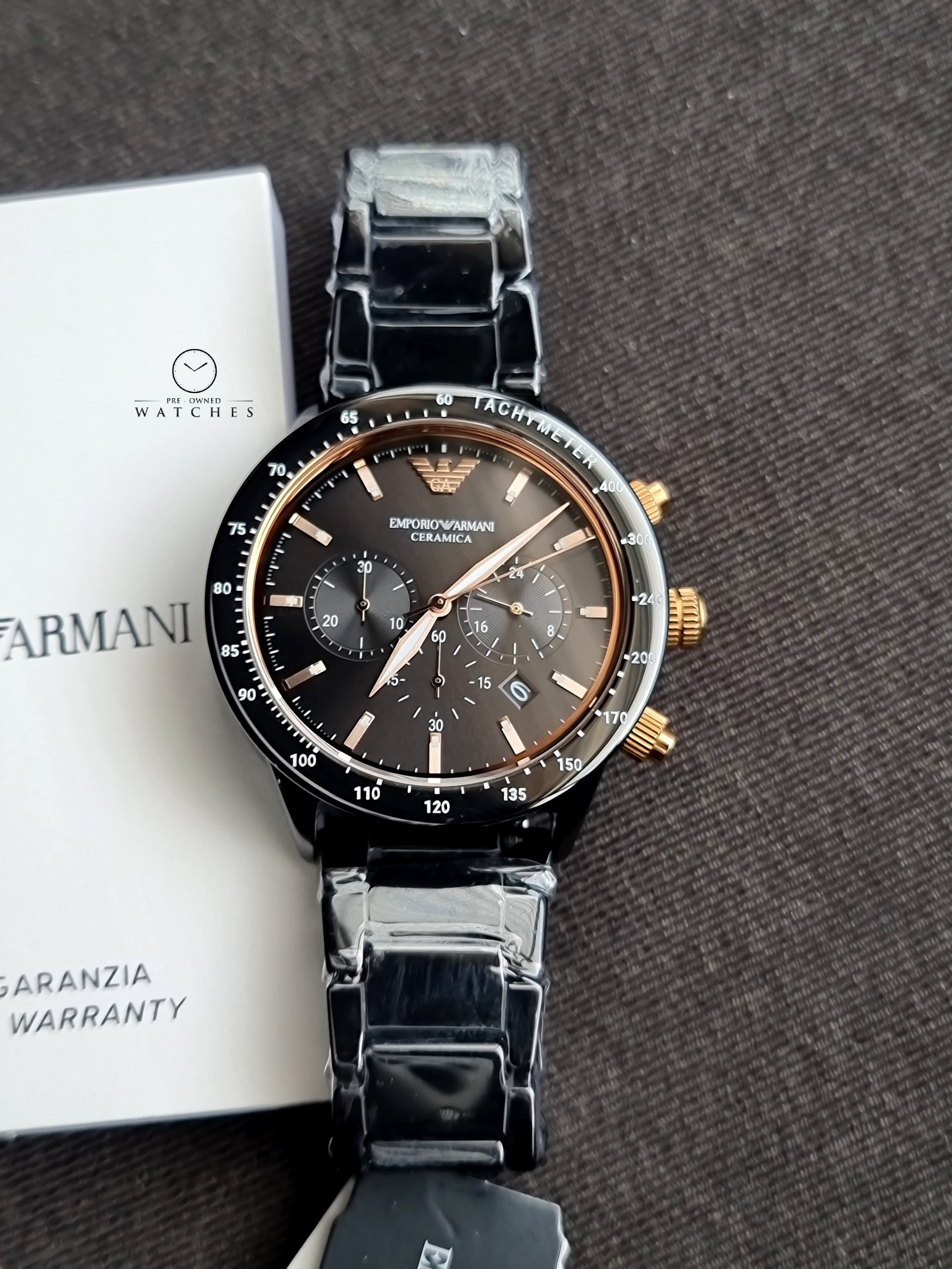 Emporio Armani Men’s Quartz Black Ceramic Black Dial 43mm Watch AR70002