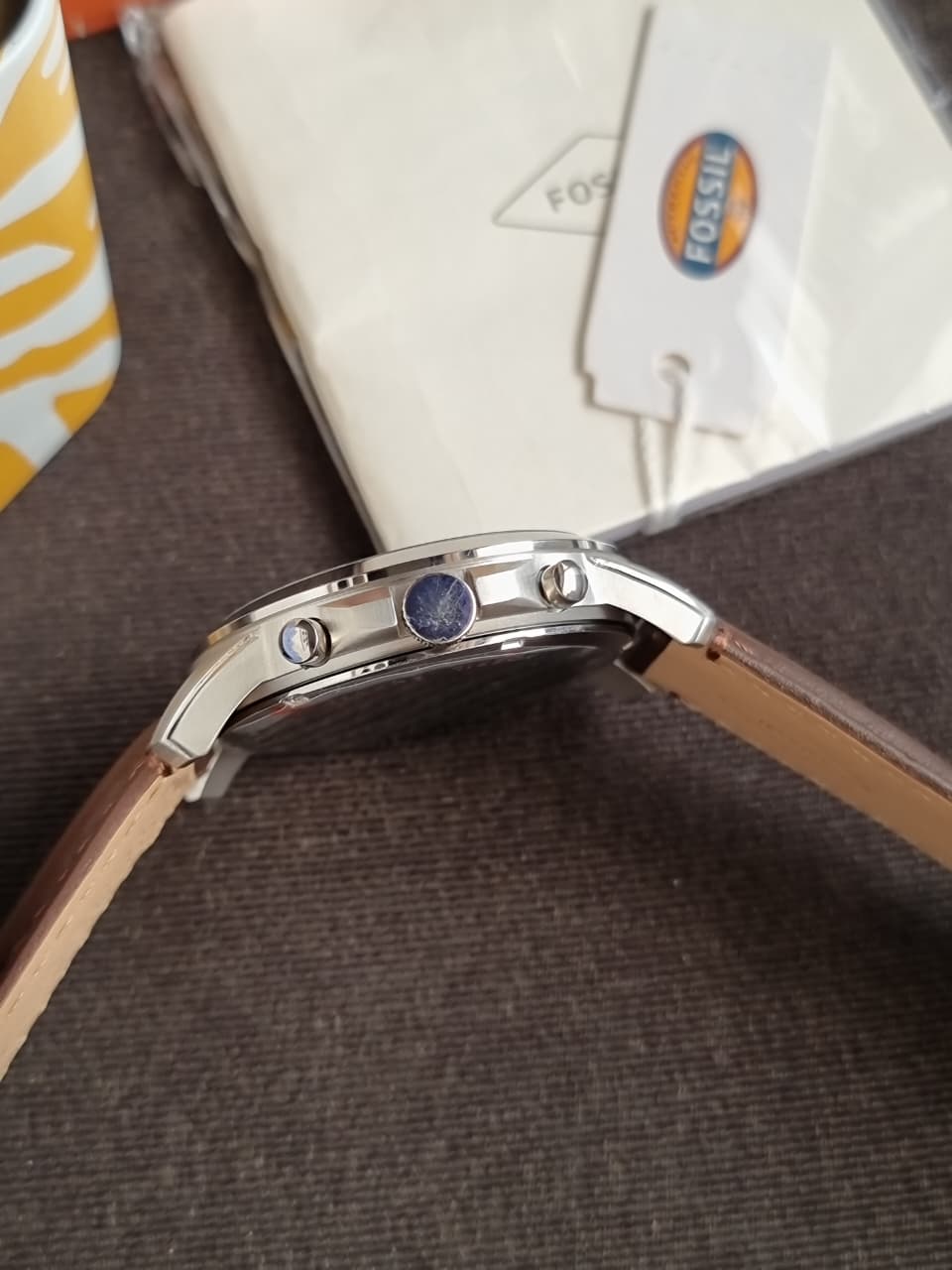 Fossil Men's Grant Quartz Stainless Steel and Leather Chronograph Watch- FS4813