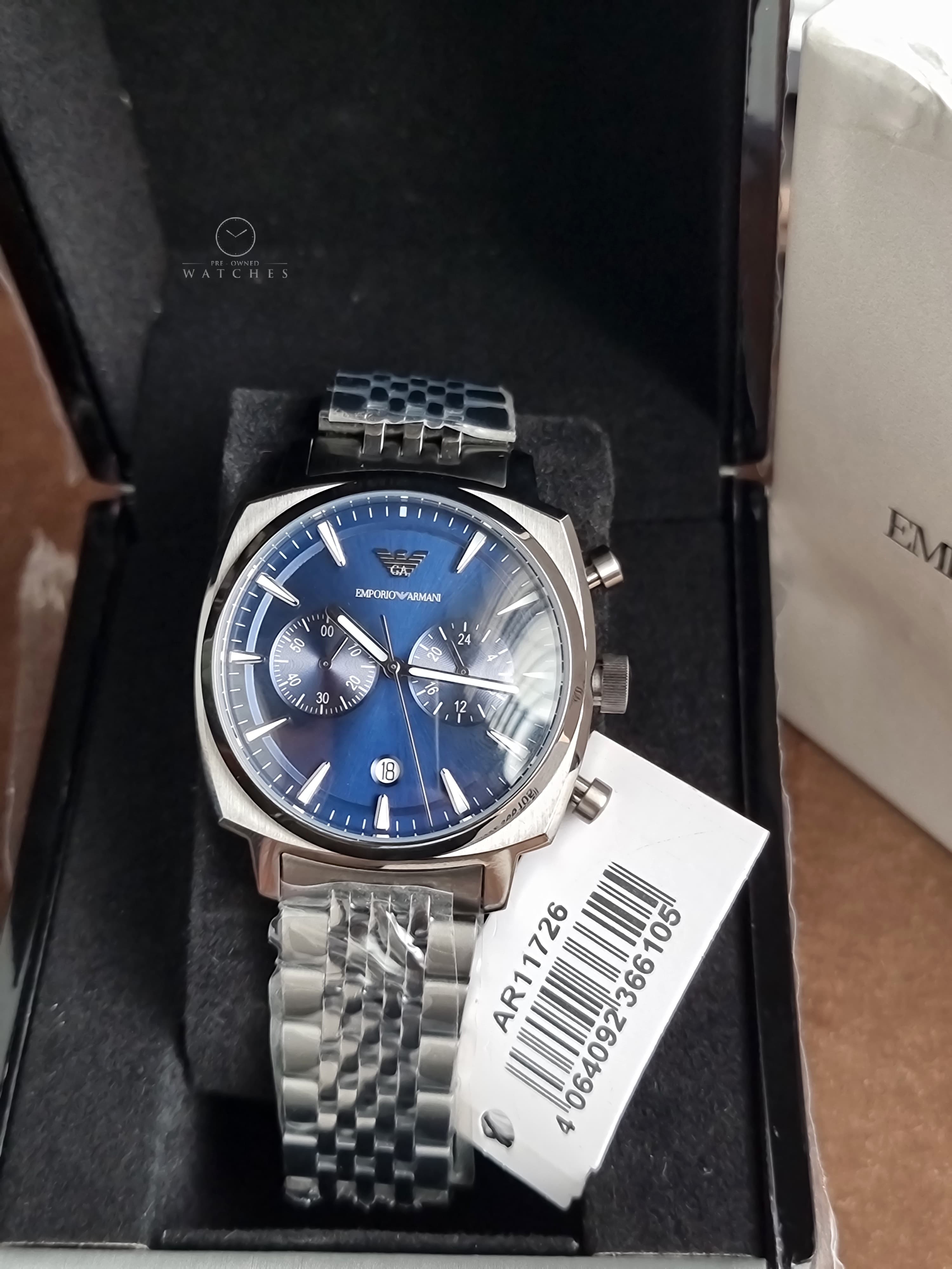 Emporio Armani 40 mm Quartz Blue Dial Gunmetal Chain Men’s Watch AR11726