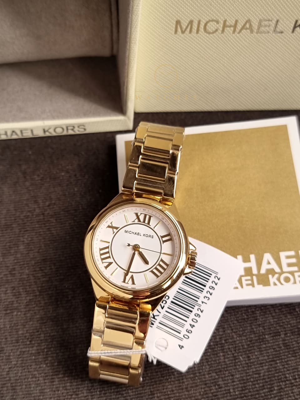 Michael Kors Women’s Quartz Gold Stainless Steel White Dial 33mm Watch MK7255