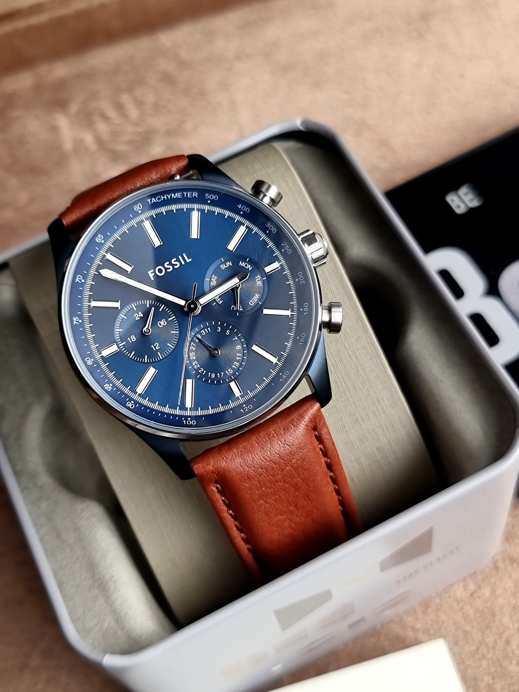 Fossil Sullivan Chronograph Navy Blue Brown BQ2512 Men's Watch