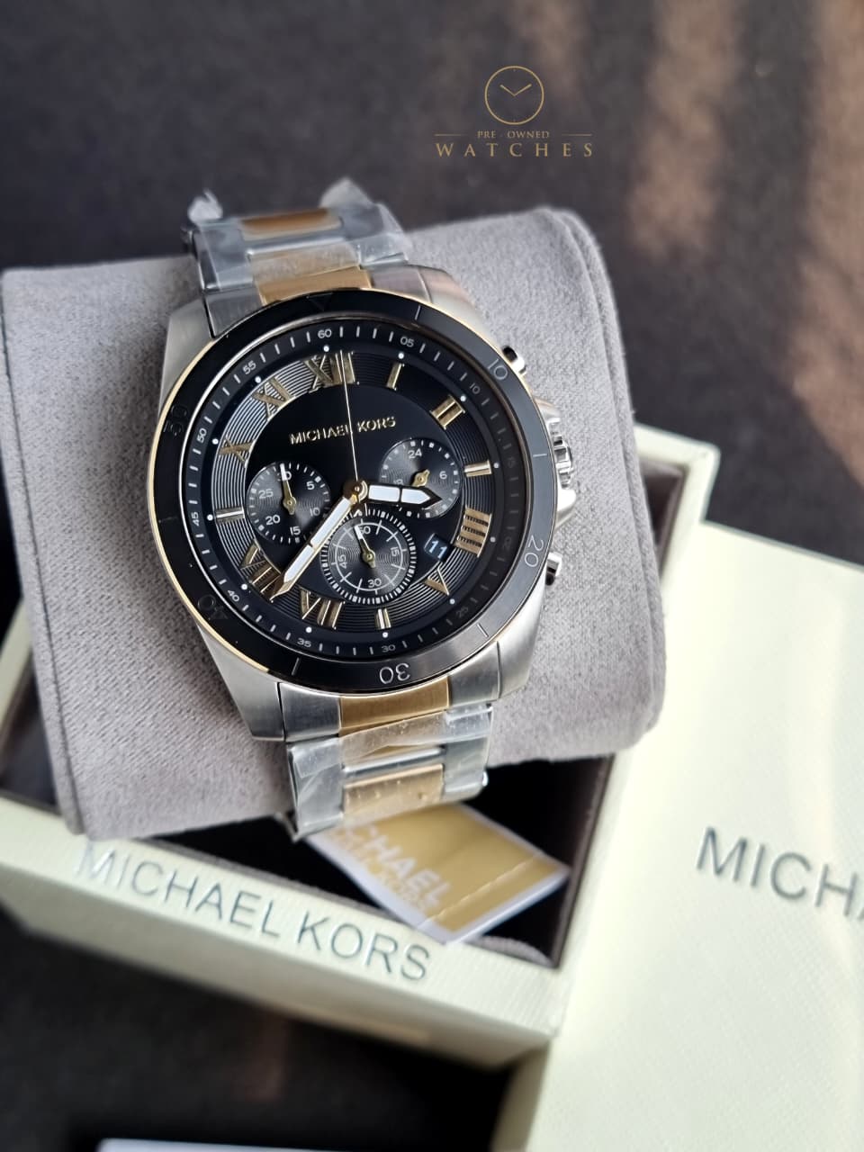 Michael Kors Men’s Quartz Two-tone Stainless Steel Black Dial 44mm Watch MK8901