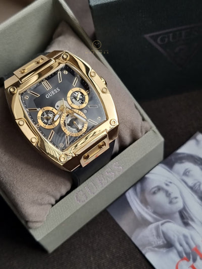 Guess Leather Casual Analog Black Dial Men's Watch- GW0202G1