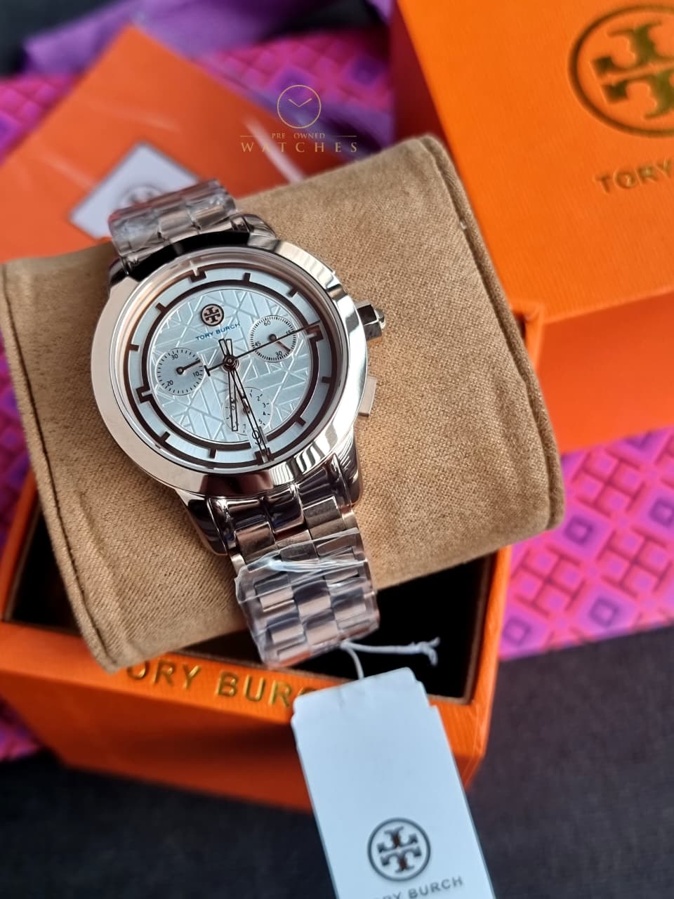 Tory Burch Classic Chronograph 38mm Rose-Gold Women’s Watch – TBW1033