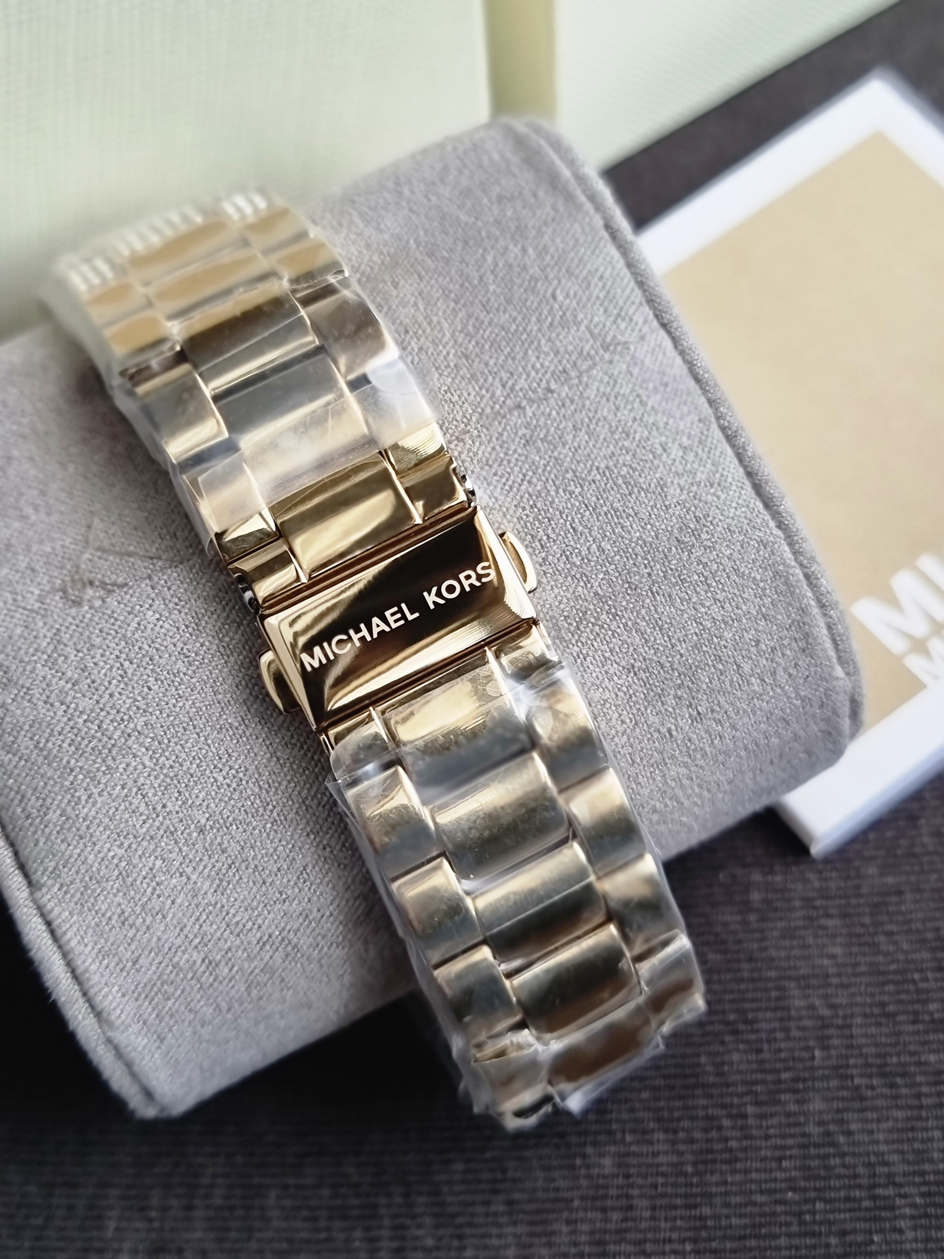 Michael Kors Lennox Gold Stainless Steel White 37mm Dial Quartz Watch for Ladies - MK6991