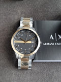 Armani Exchange Men’s Quartz Two Tone Stainless Steel Black Dial 46mm Watch AX2453