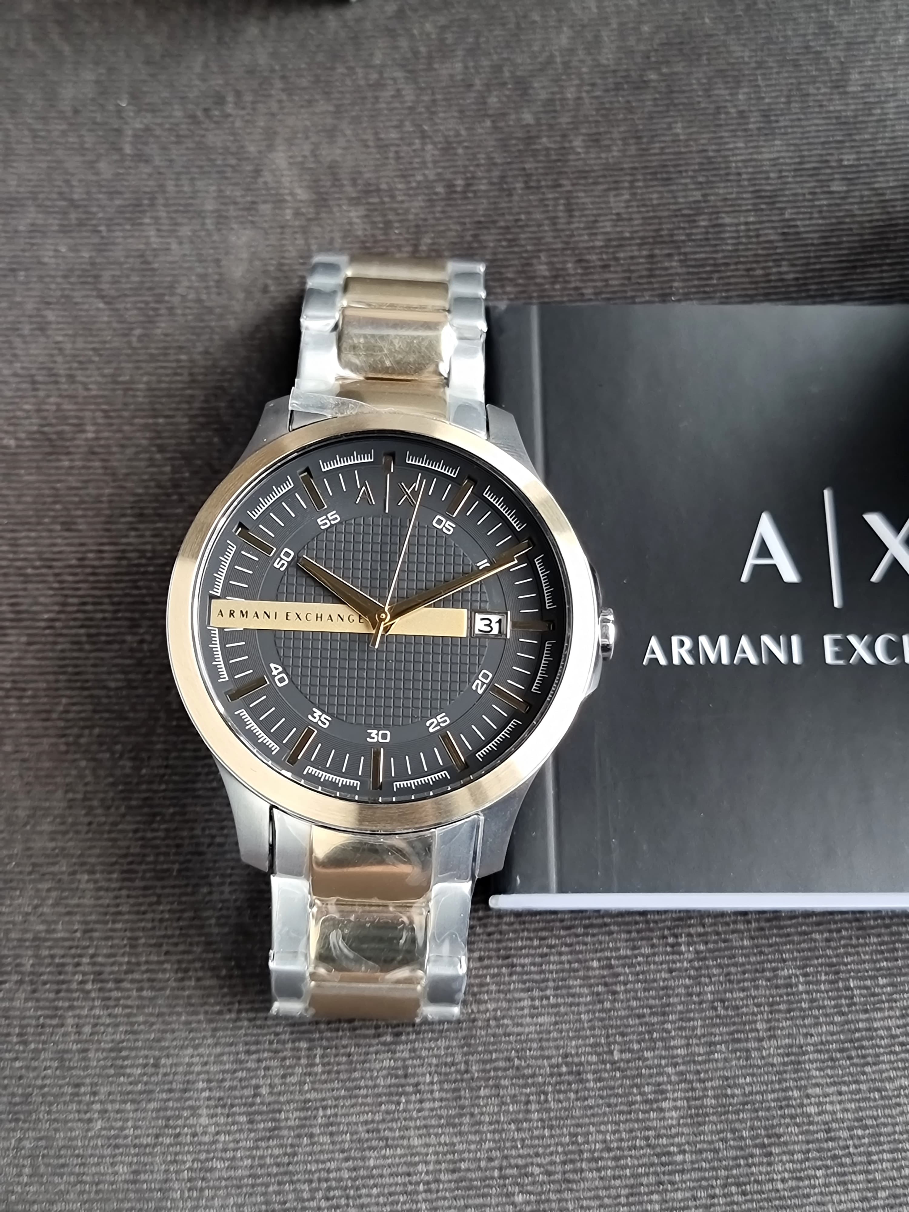 Armani Exchange Men’s Quartz Two Tone Stainless Steel Black Dial 46mm Watch AX2453