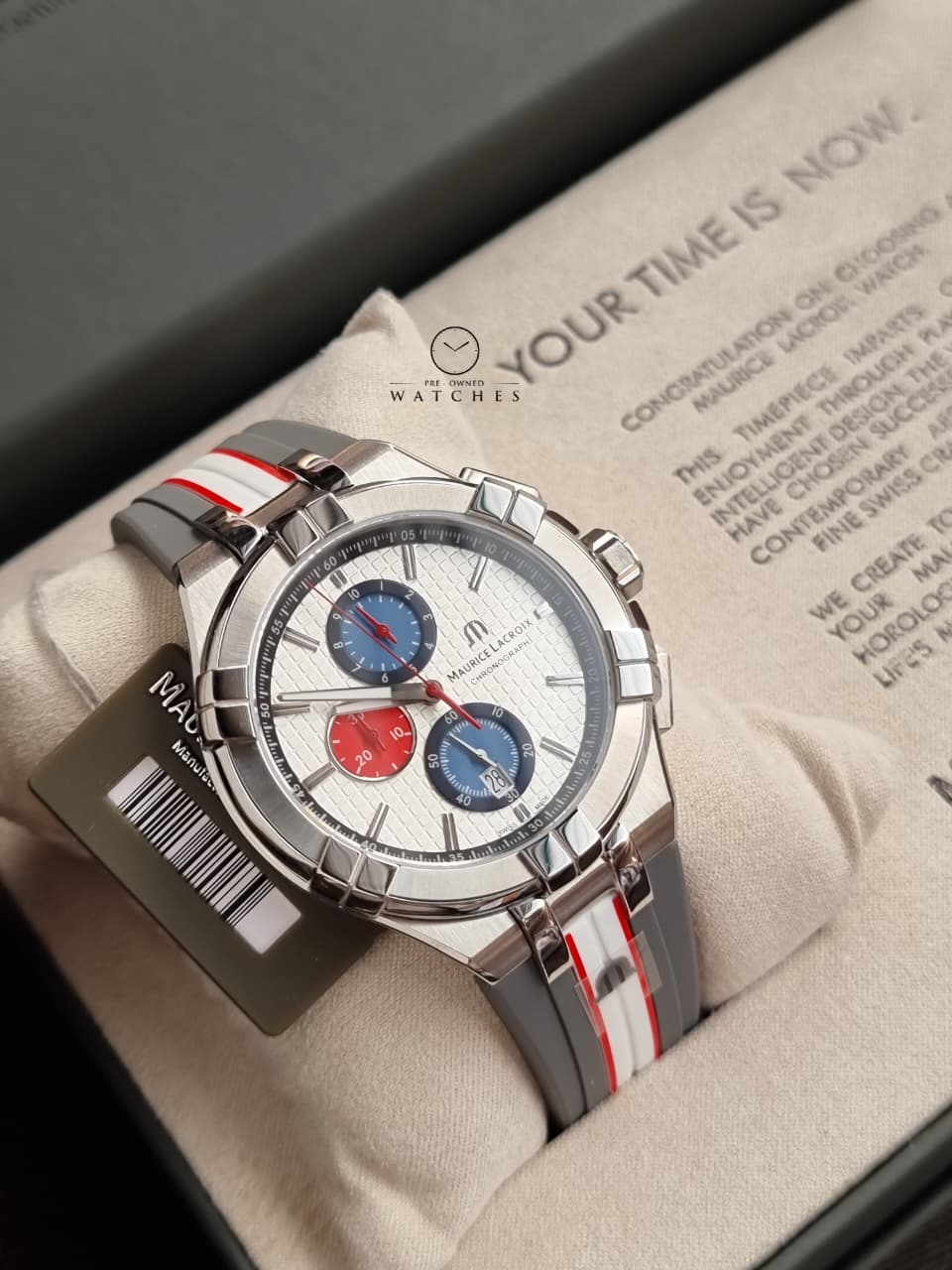 Maurice Lacroix Aikon Two-tone Silicone Strap White Dial Chronograph Quartz Watch for Gents - TT031-130-2