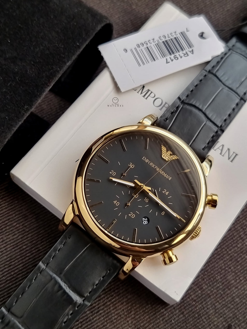 Emporio Armani Men’s Quartz Leather Strap Black Dial 46mm Watch AR1917