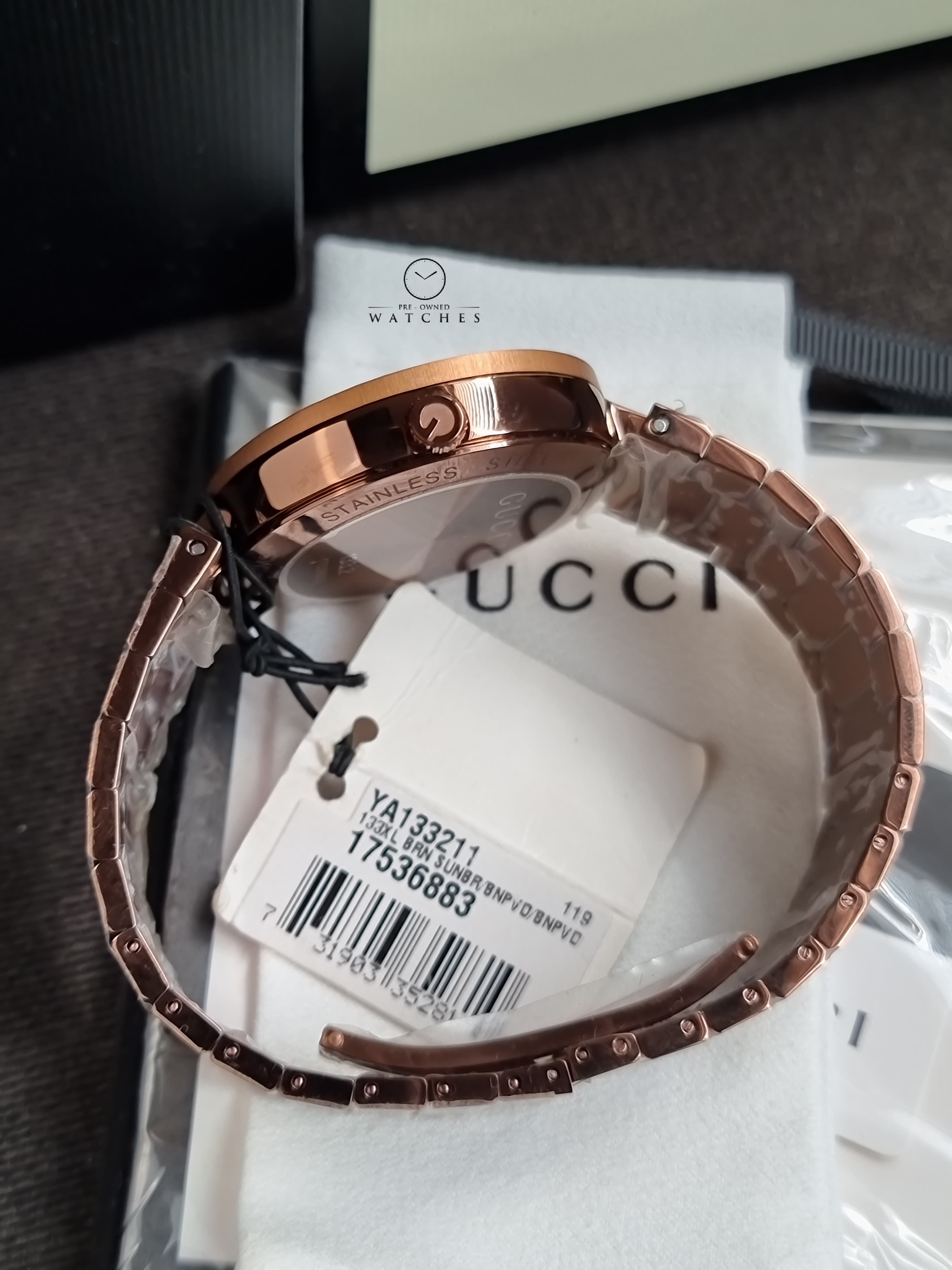 Gucci Interlocking XL Brown Dial Brown Steel Strap Watch For Men - YA133211