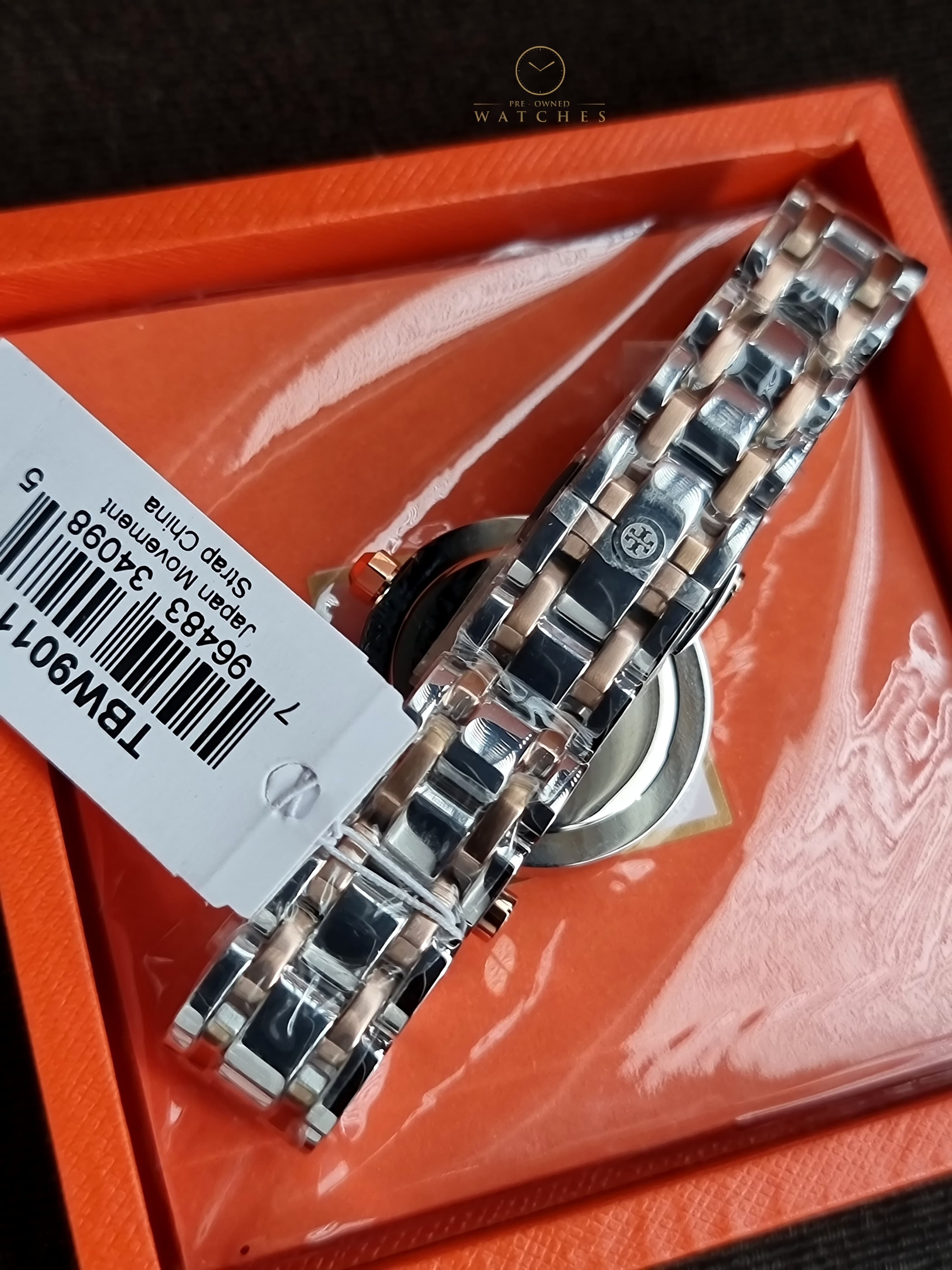 Tory Burch classic t watch two tone rose gold silver women's watch tbw9011