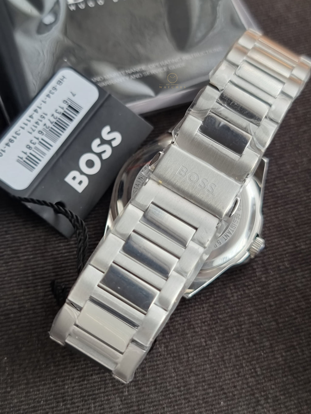 Hugo Boss Strike Silver-tone Chain Grooved Turquoise 41mm Dial Men's Watch 1514171
