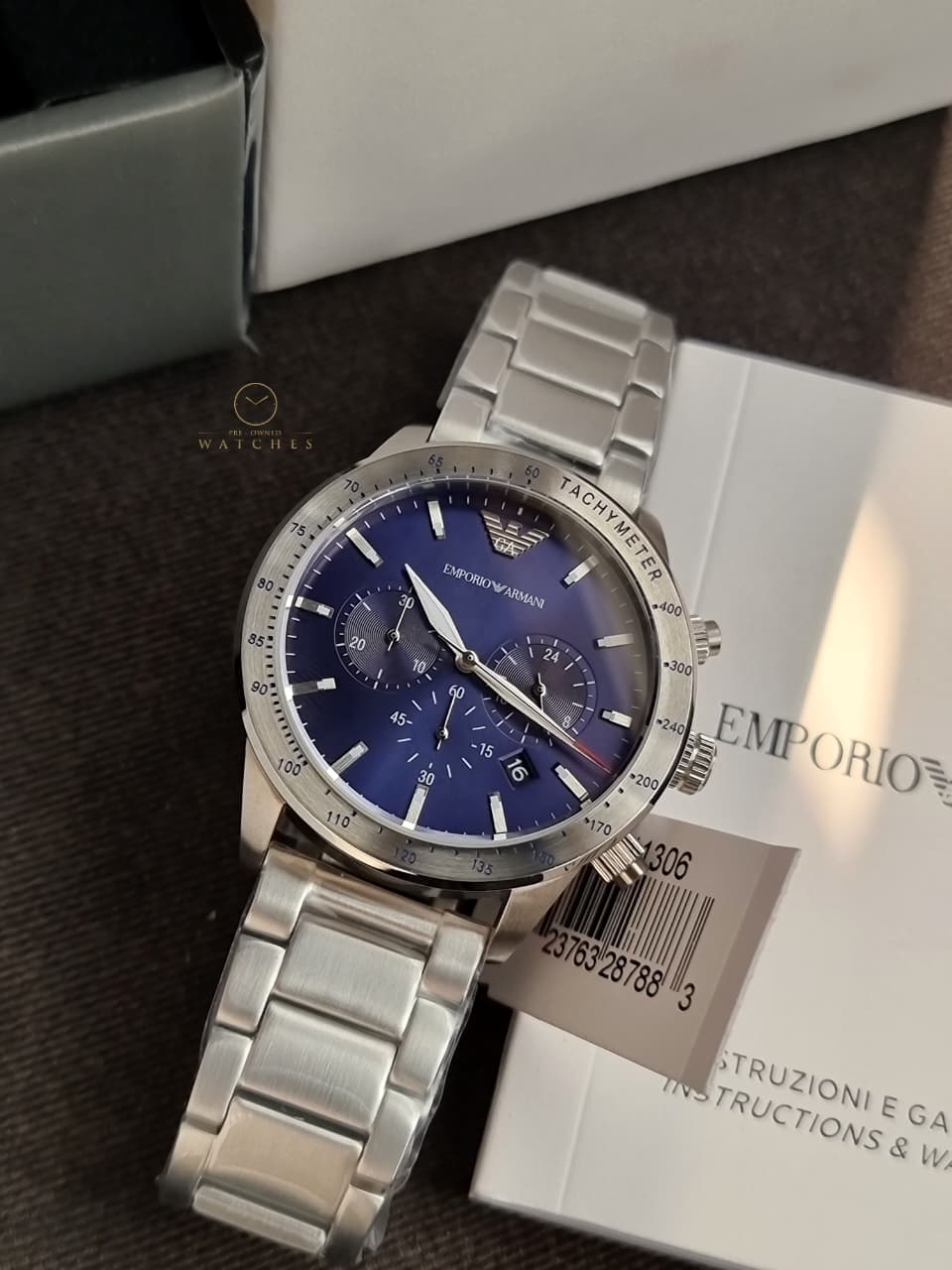 Emporio Armani Men’s Quartz Stainless Steel Blue Dial 44mm Watch AR11306