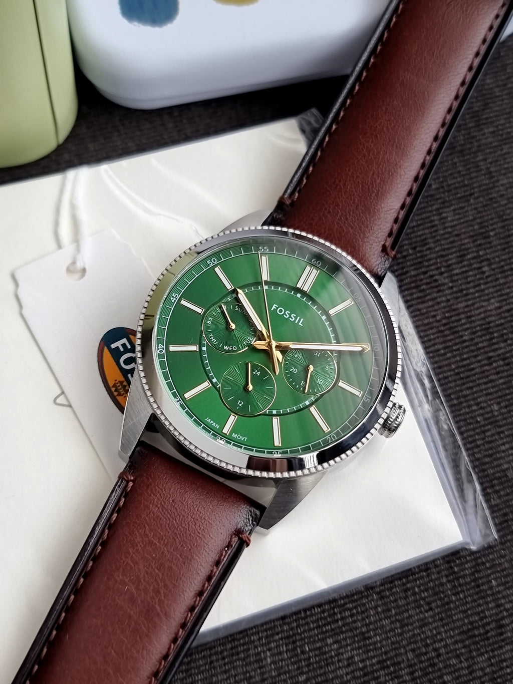 Fossil Pearson Brown Quartz 42mm Dial Leather Watch FS6137