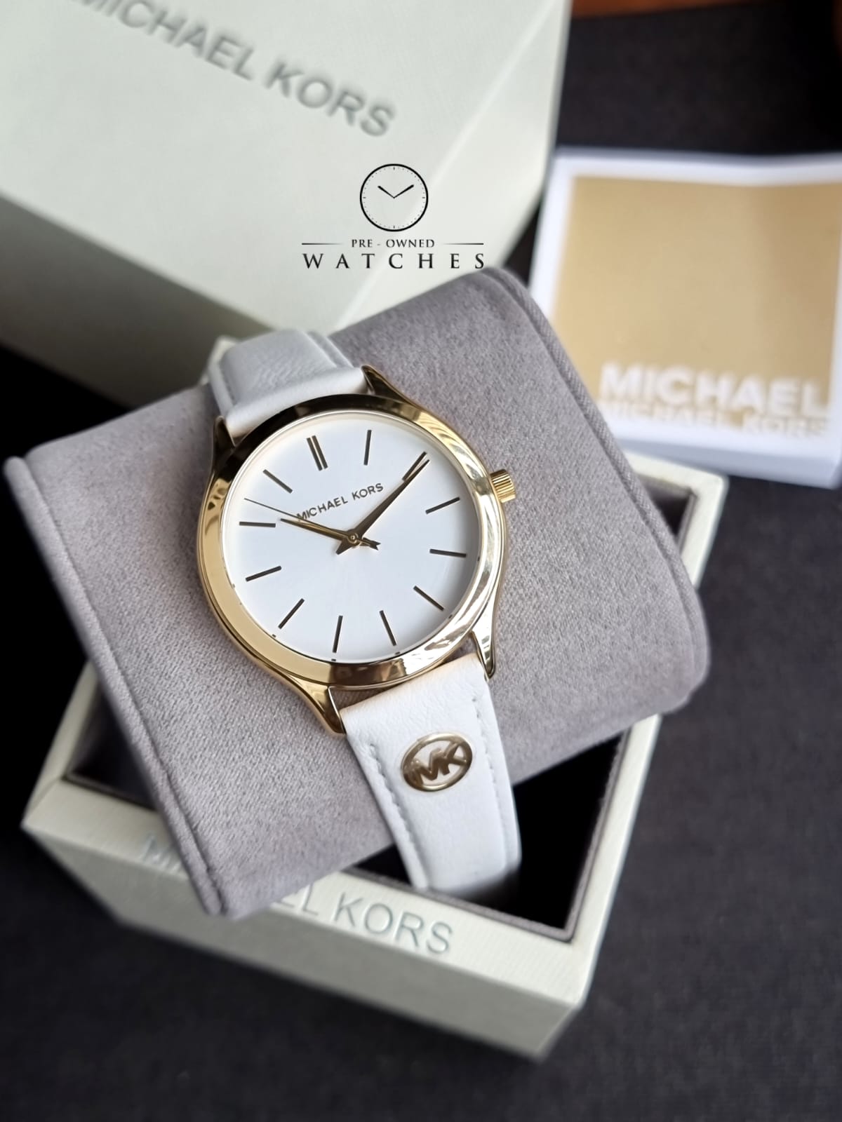 Michael Kors Leather Analog White Dial Women Watch-Mk7466