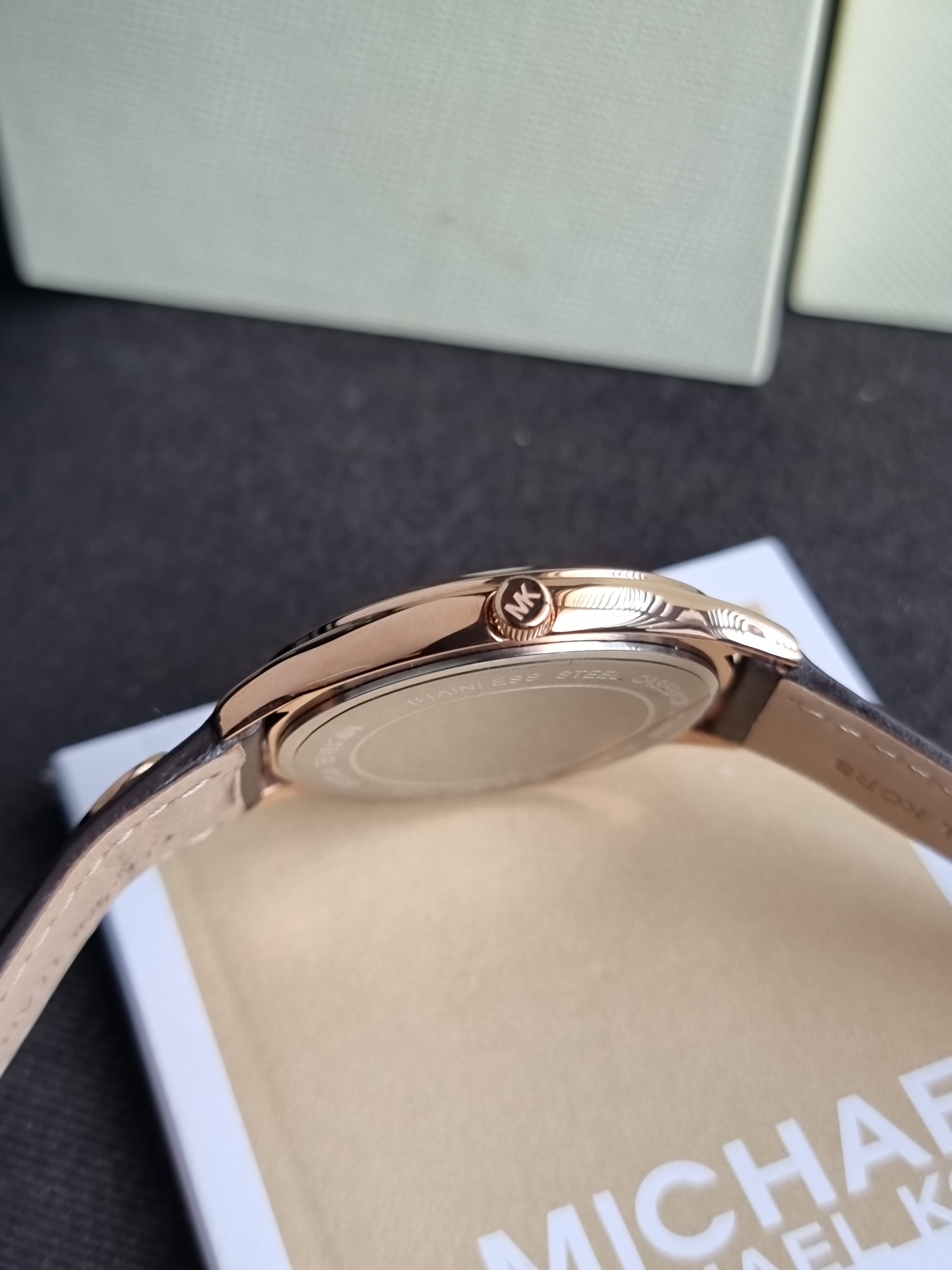 Michael Kors Slim Runway Three-Hand Mk7489 Chocolate Leather 38mm Dial Women’s Watch
