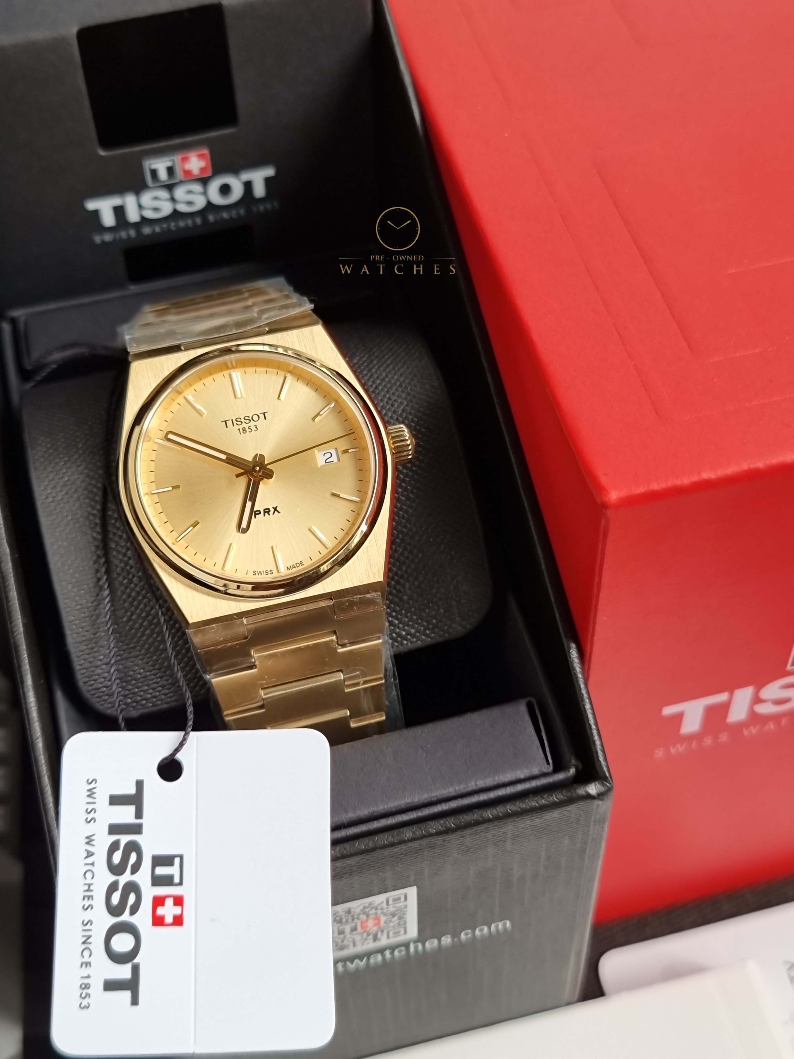 TISSOT PRX T137.210.33.021.00 Watch 35mm Champagne Gold Quartz