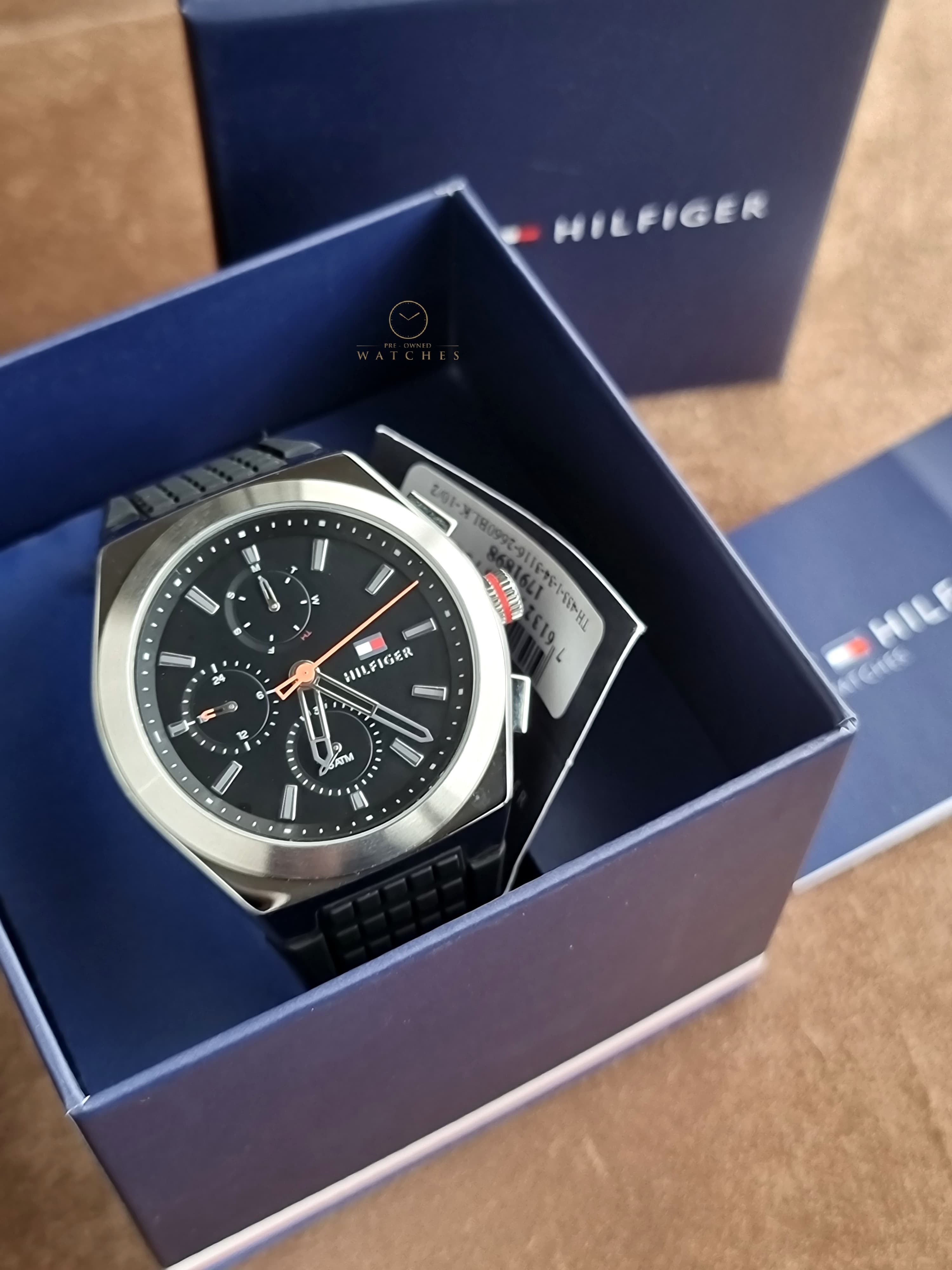 Tommy Hilfiger Men’s Quartz Black Silicone Strap Black Dial 44mm Watch 1791898