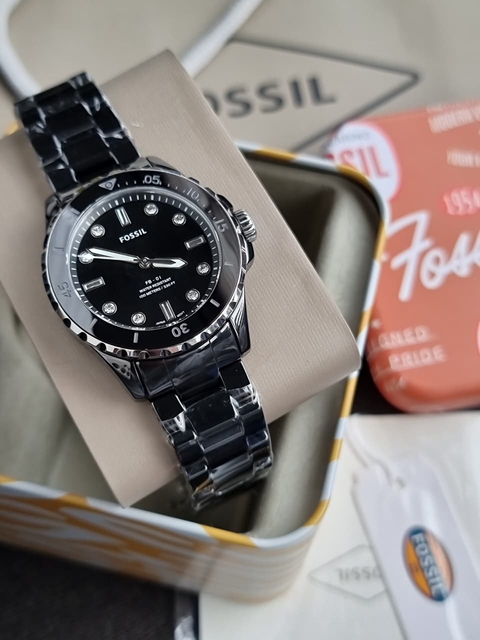 Fossil black ceramic CE1108 36mm Quartz Women's Watch