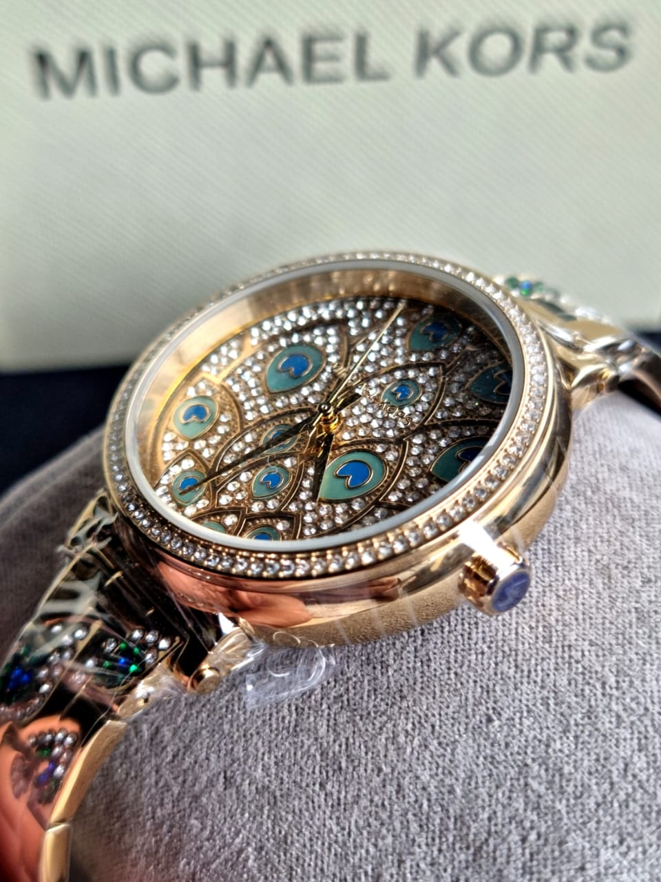 Michael Kors Women’s Quartz Stainless Steel Gold Peacok Dial 36mm Watch MK3945