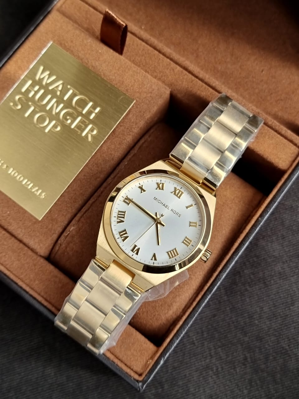 Michael Kors Lennox 37mm Three-Hand Gold-Tone Stainless Steel Watch-MK7391