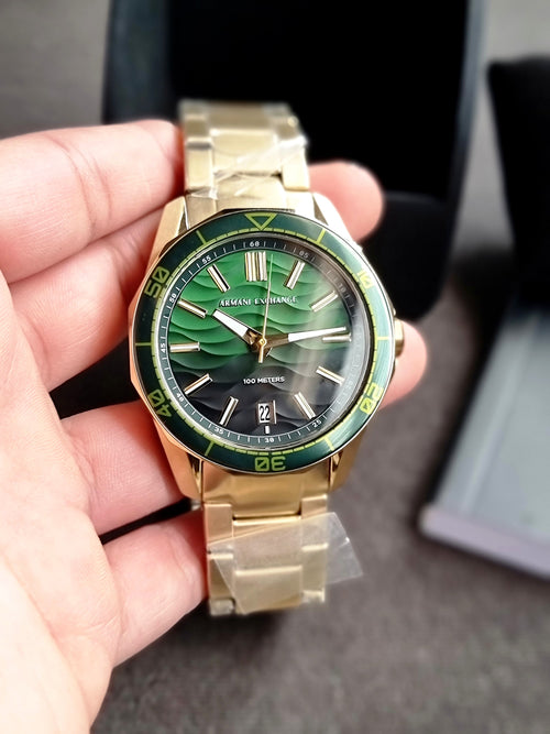 Armani Exchange Three-Hand Date Gold-Tone Stainless Steel Watch AX1951