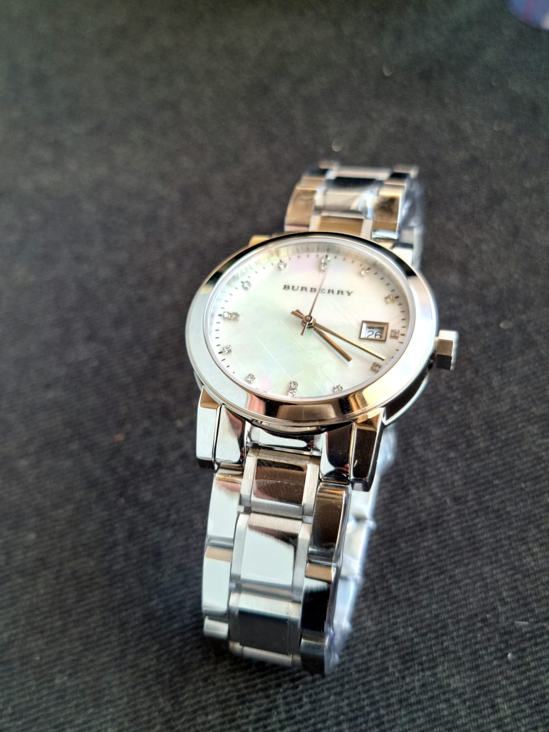 Burberry Women’s Swiss Made Quartz Stainless Steel Silver Dial 34mm Watch BU9125